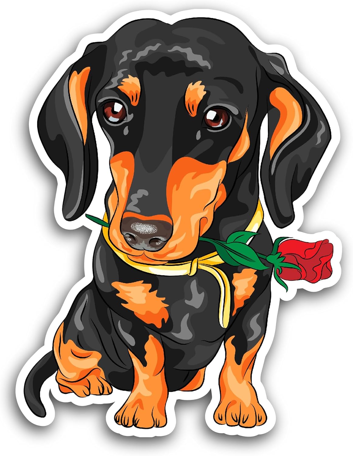 2 (Pieces) 3" and 5" Dachshund Puppy Sticker, Waterproof Vinyl Decals for Many Purpose Like Cars, Trucks, Laptops, Phones, Windows and More