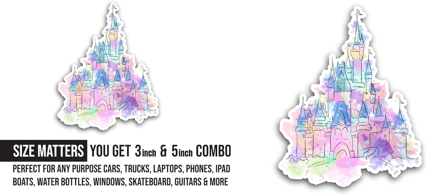 2 (Pieces) 3" and 5" Colorful Kingdom Art Sticker, Waterproof Vinyl Decals for Many Purpose Like Cars, Trucks, Laptops, Phones, Windows and More