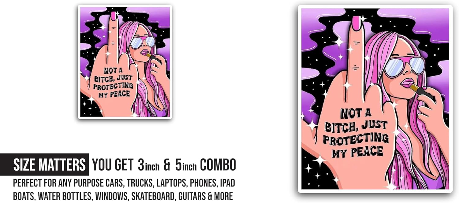 2 (Pieces) 3" and 5" Not A Bitch Sticker, Waterproof Vinyl Decals for Many Purpose Like Cars, Trucks, Laptops, Phones, Windows and More