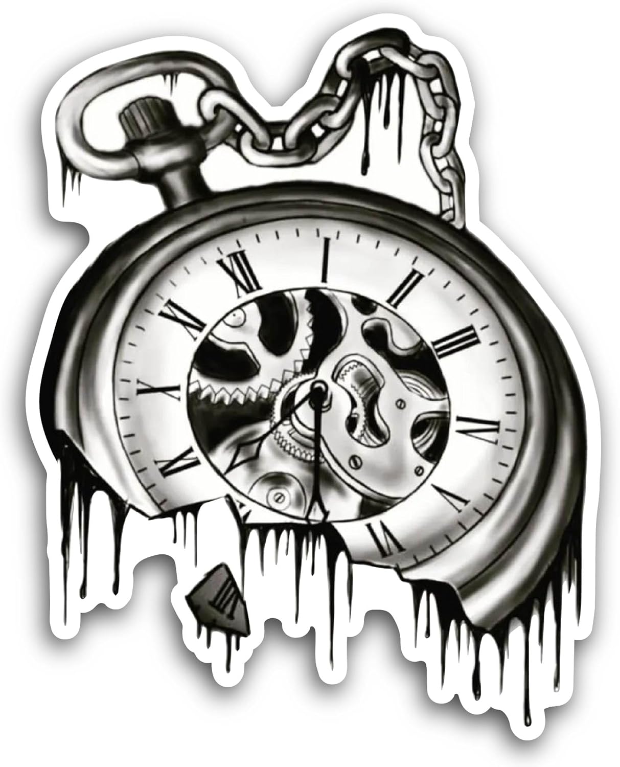 2 (Pieces) 3" and 5" Pocket Watch Sticker, Waterproof Vinyl Decals for Many Purpose Like Cars, Trucks, Laptops, Phones, Windows and More