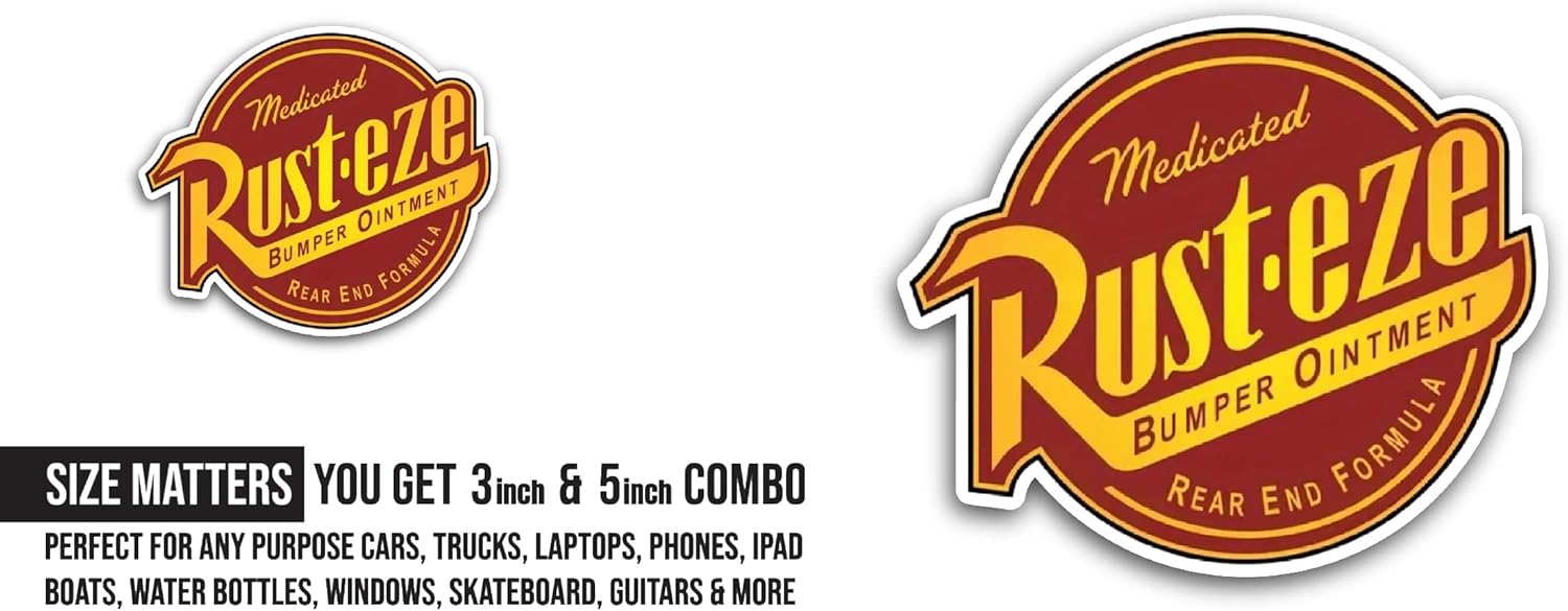 2 (Pieces) 3" and 5" Rusteze Sticker, Waterproof Vinyl Decals for Many Purpose Like Cars, Trucks, Laptops, Phones, Windows and More