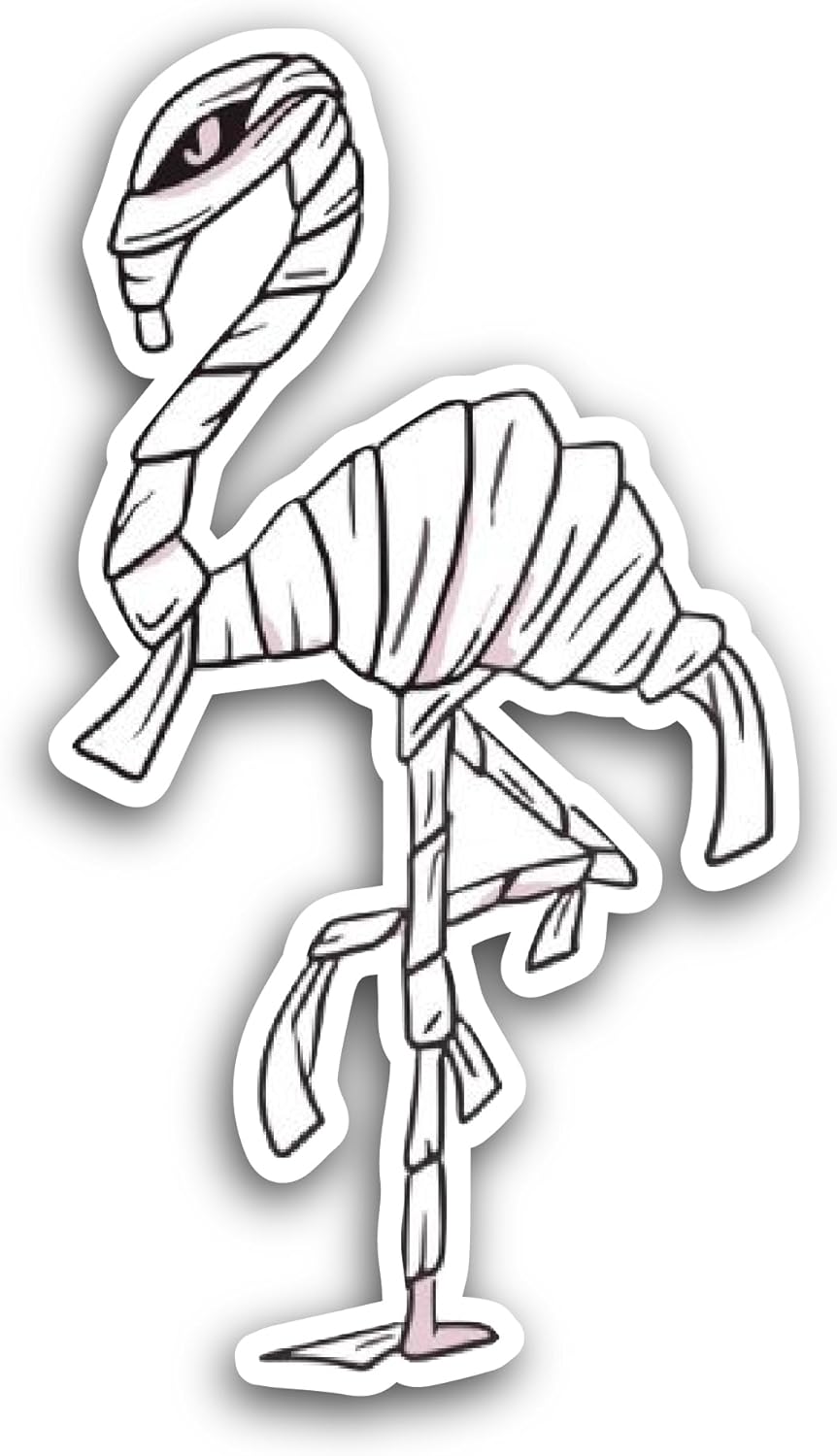 2 (Pieces) 3" and 5" Flamingo Mummy Sticker, Waterproof Vinyl Decals for Many Purpose Like Cars, Trucks, Laptops, Phones, Windows and More