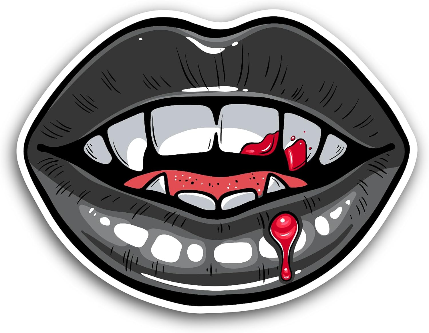 2 (Pieces) 3" and 5" Vampire Lips Sticker, Waterproof Vinyl Decals for Many Purpose Like Cars, Trucks, Laptops, Phones, Windows and More