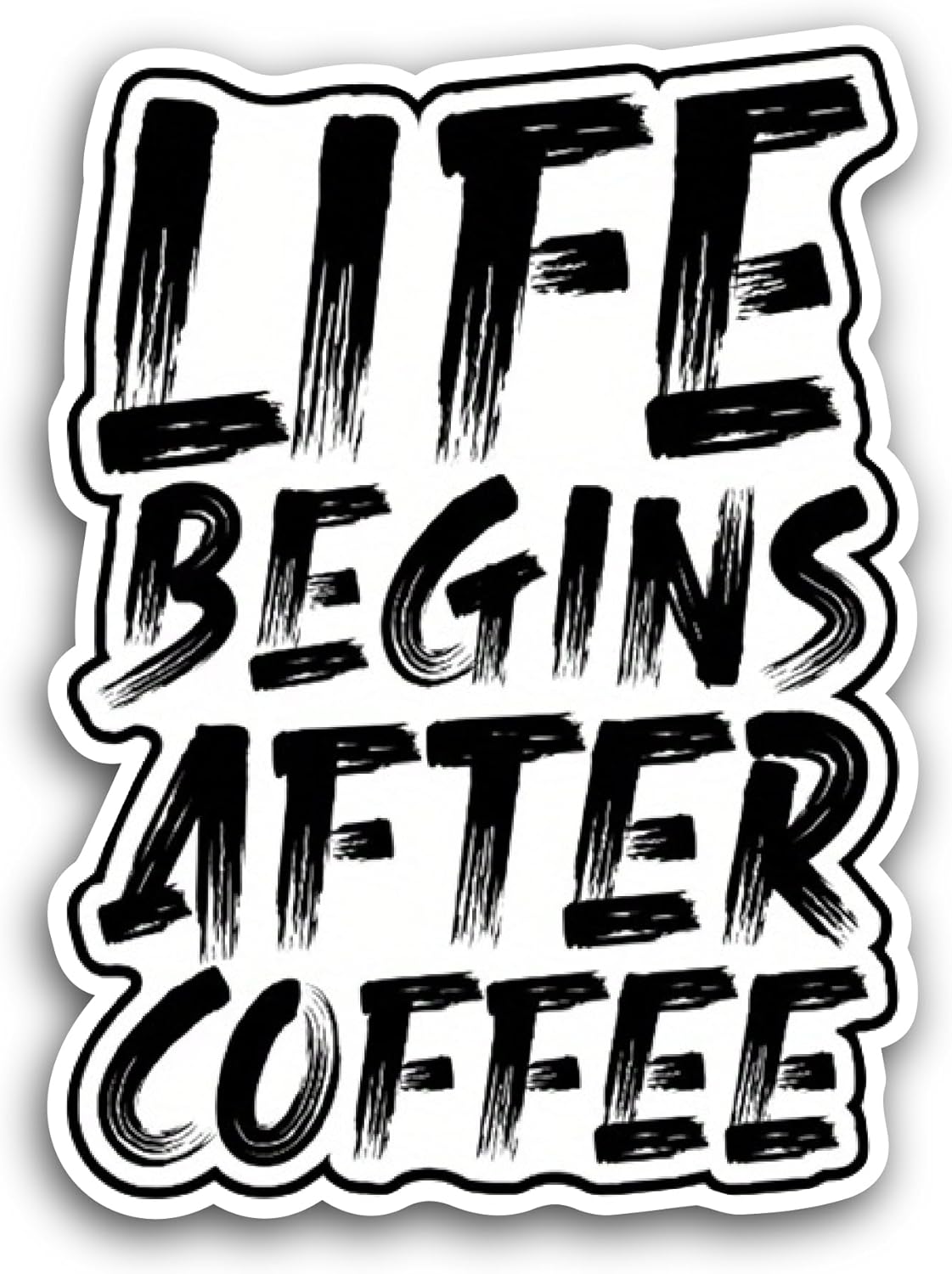 2 (Pieces) 3" and 5" Life Begins After Coffee Sticker, Waterproof Vinyl Decals for Many Purpose Like Cars, Trucks, Laptops, Phones, Windows and More