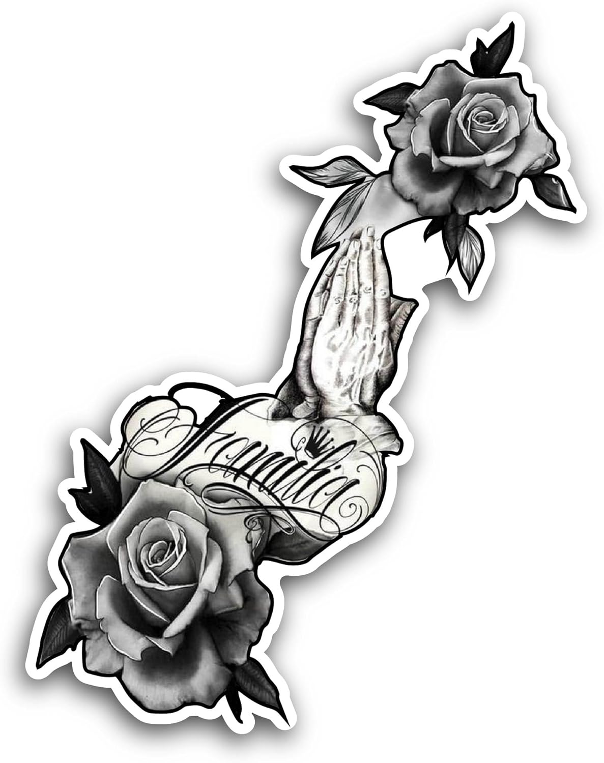 2 (Pieces) 3" and 5" Roses and Hands Sticker, Waterproof Vinyl Decals for Many Purpose Like Cars, Trucks, Laptops, Phones, Windows and More