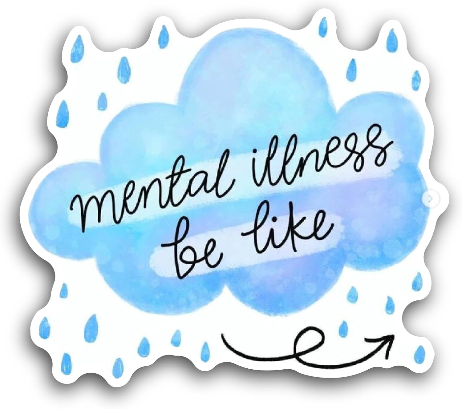 2 (Pieces) 3" and 5" Mental Illness Be Like Text Sticker, Waterproof Vinyl Decals for Many Purpose Like Cars, Trucks, Laptops, Phones, Windows and More