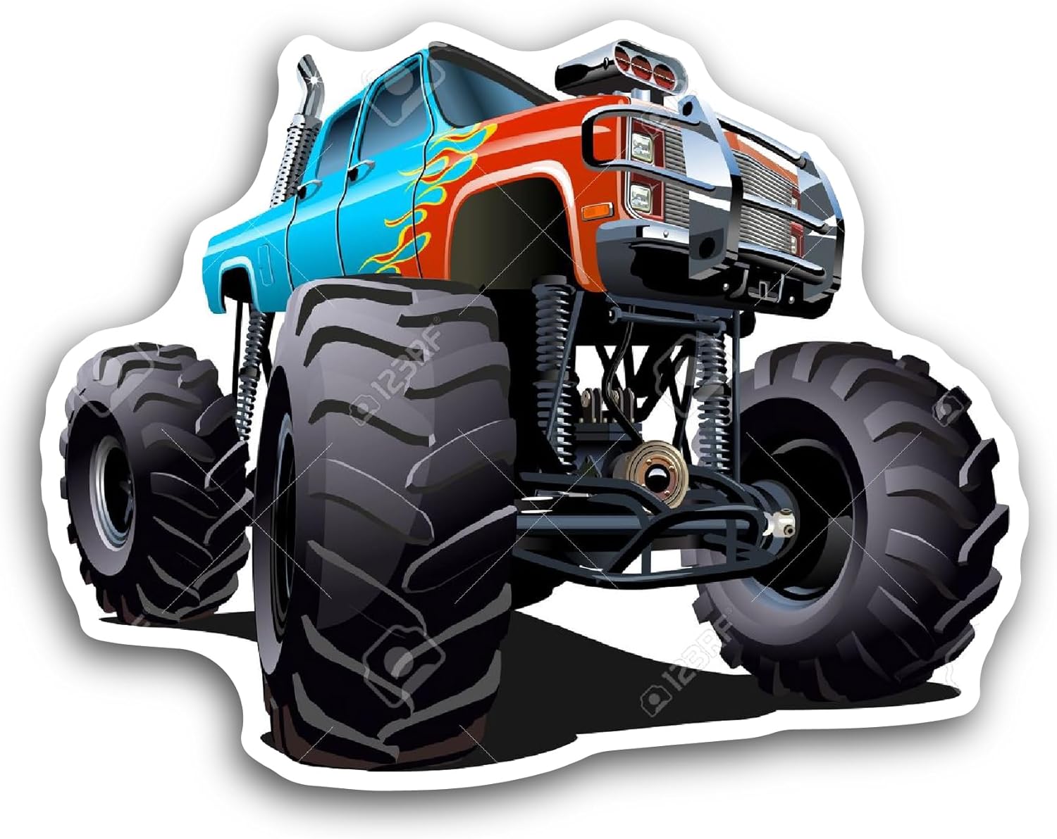 2 (Pieces) 3" and 5" Monster Truck Car Sticker, Waterproof Vinyl Decals for Many Purpose Like Cars, Trucks, Laptops, Phones, Windows and More