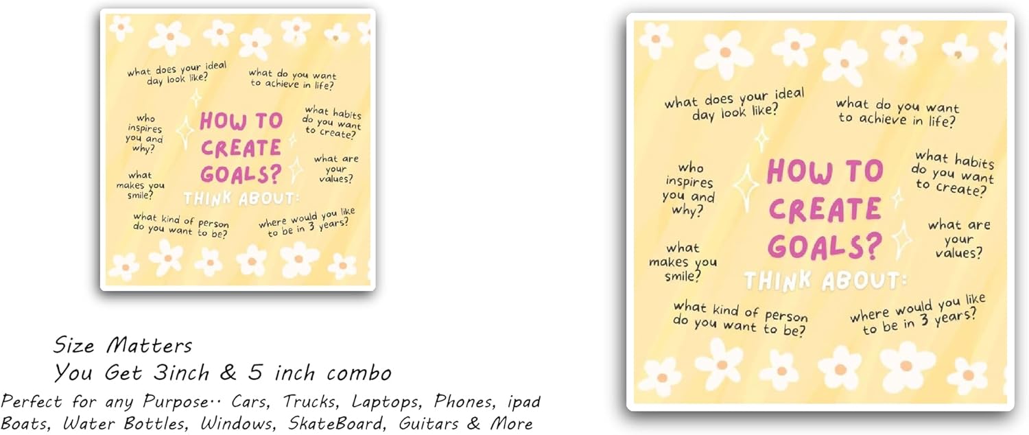 2 (Pieces) 3" and 5" How to Create Goals Text Sticker, Waterproof Vinyl Decals for Many Purpose Like Cars, Trucks, Laptops, Phones, Windows and More
