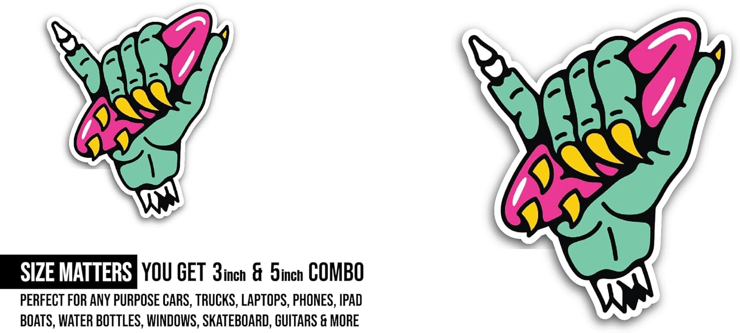 2 (Pieces) 3" and 5" Zombie Hand Sticker, Waterproof Vinyl Decals for Many Purpose Like Cars, Trucks, Laptops, Phones, Windows and More