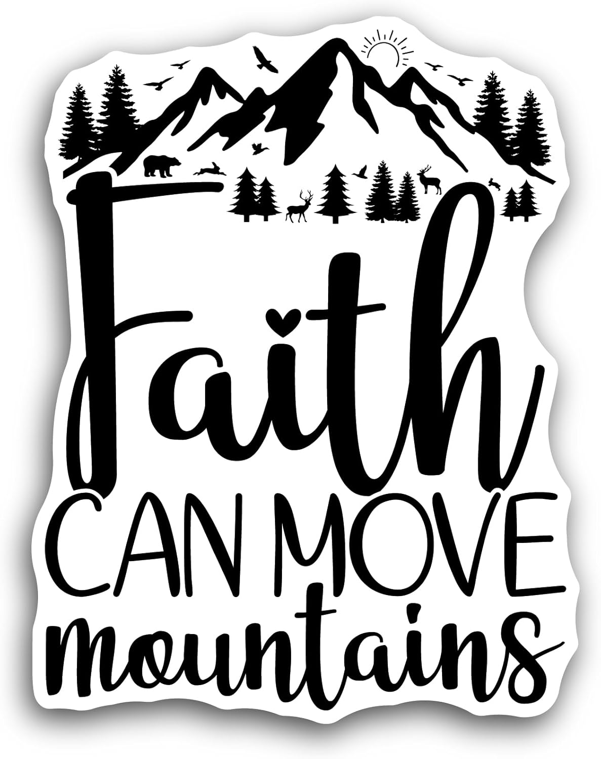2 (Pieces) 3" and 5" Faith Can Move Mountains Sticker, Waterproof Vinyl Decals for Many Purpose Like Cars, Trucks, Laptops, Phones, Windows and More