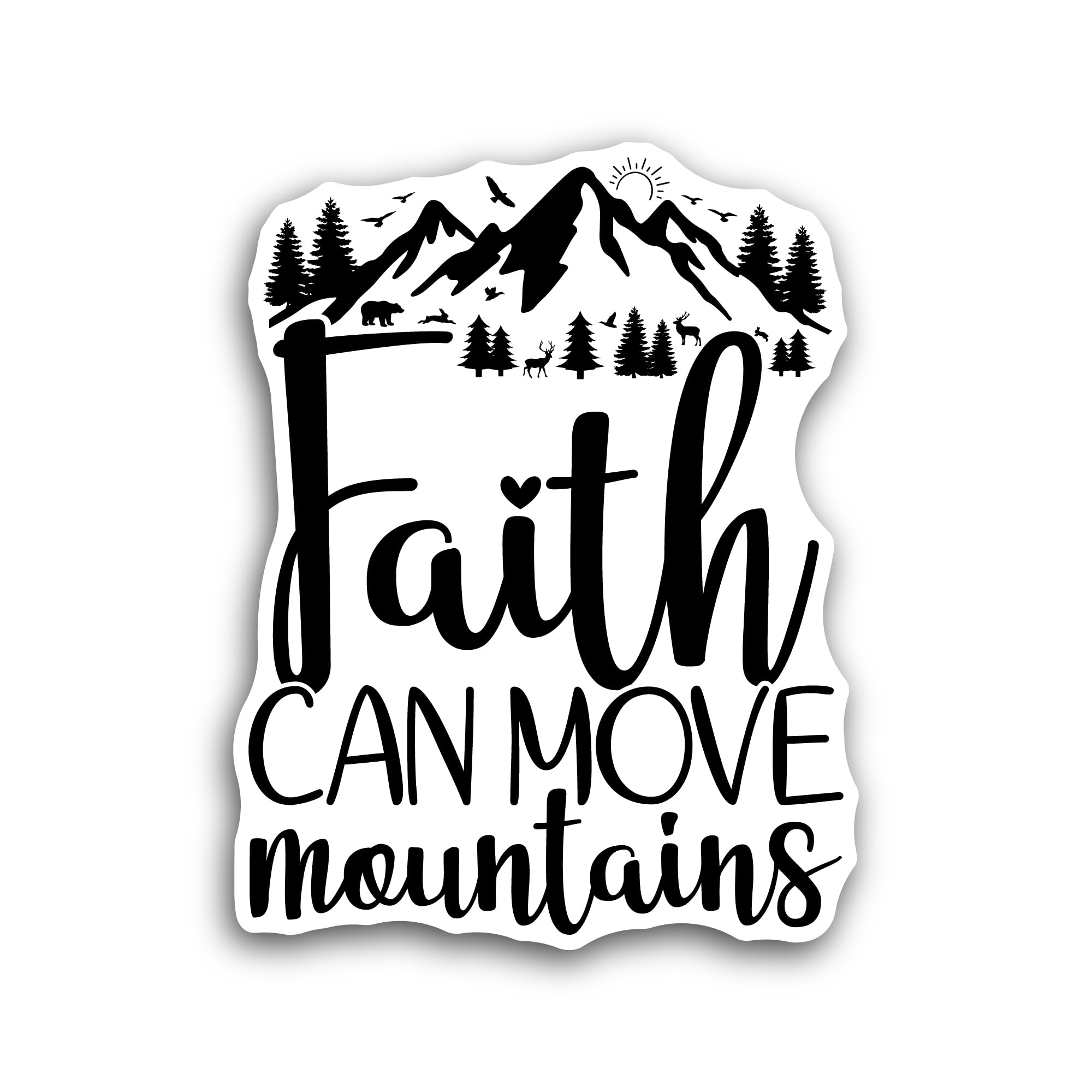 2 (Pieces) 3" and 5" Faith Can Move Mountains Sticker, Waterproof Vinyl Decals for Many Purpose Like