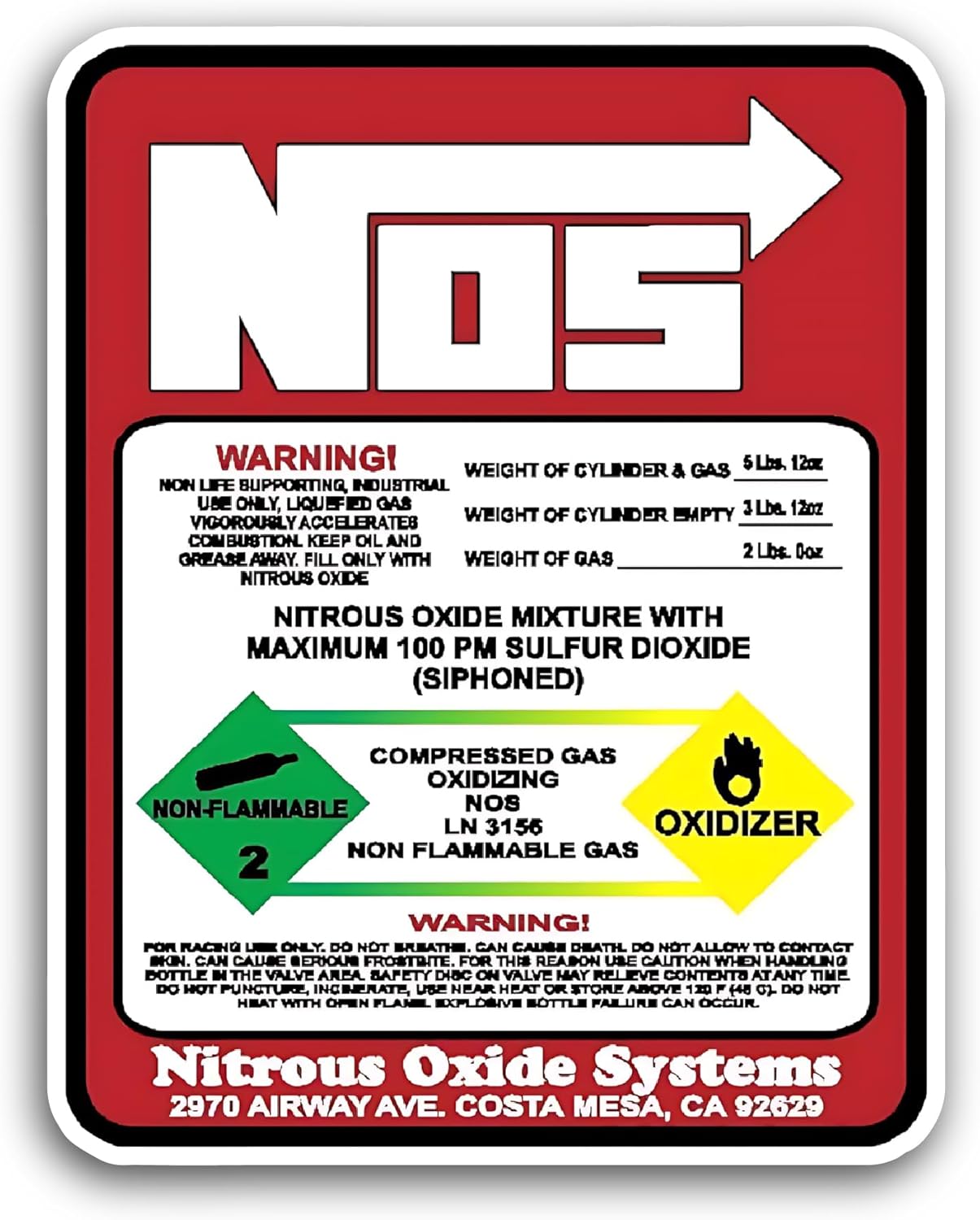 2 (Pieces) 3" and 5" Dracary NOS Replacement Sticker, Waterproof Vinyl Decals for Many Purpose Like Cars, Trucks, Laptops, Phones, Windows and More