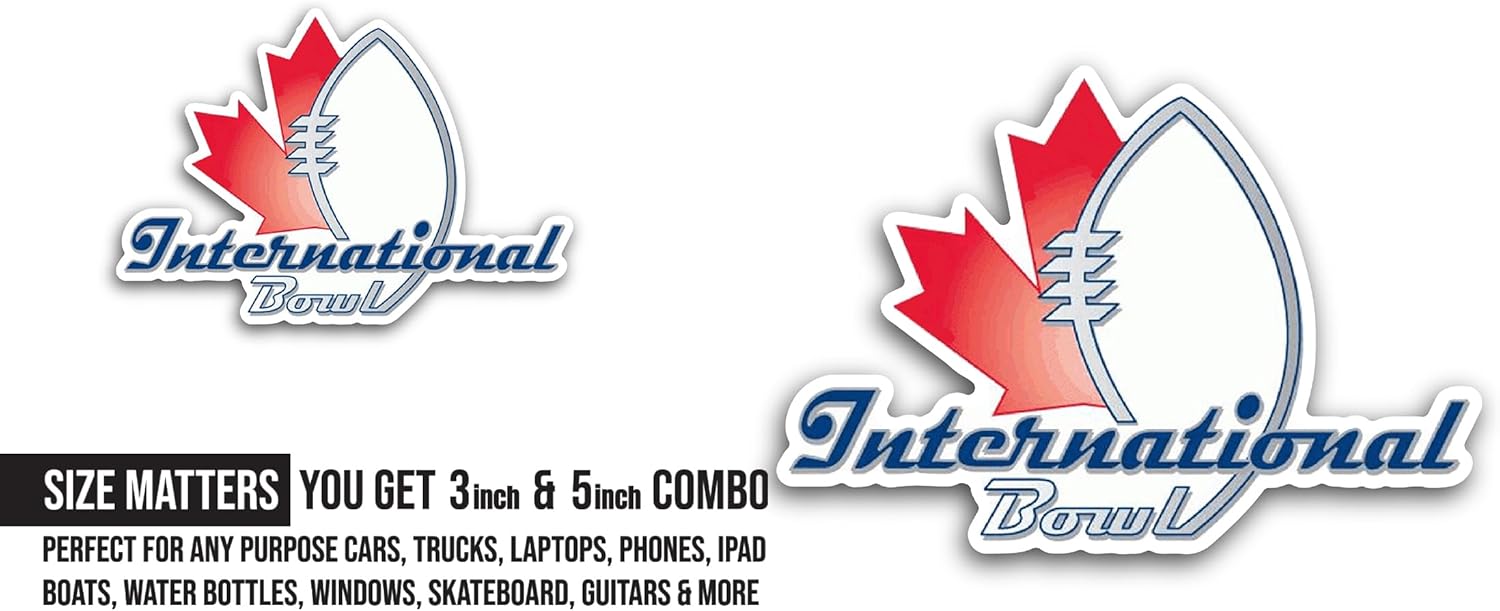 2 (Pieces) 3" and 5" International B0wl Logo Sticker, Waterproof Vinyl Decals for Many Purpose Like Cars, Trucks, Laptops, Phones, Windows and More
