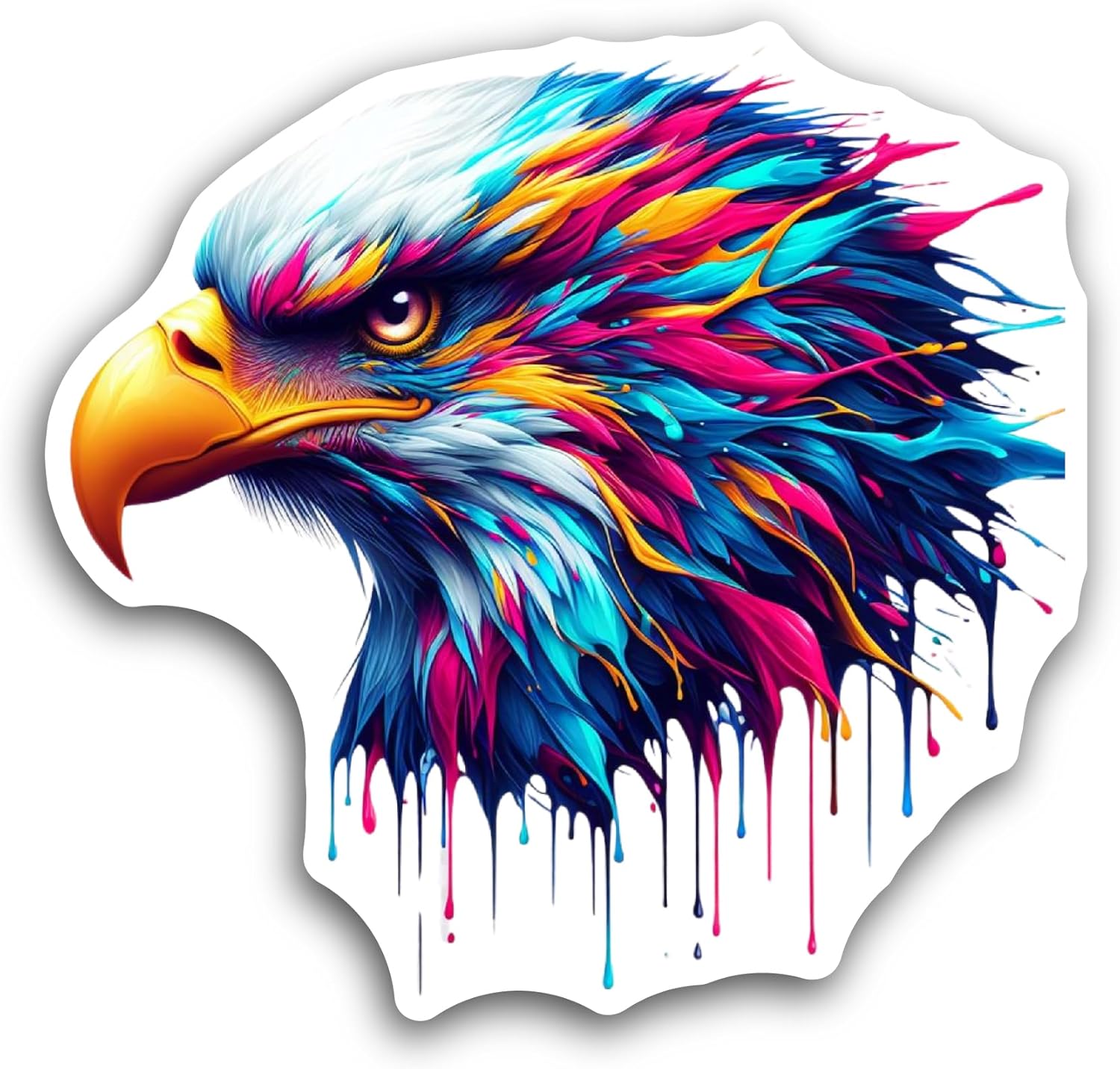 2 (Pieces) 3" and 5" Colorful Eagle Head Sticker, Waterproof Vinyl Decals for Many Purpose Like Cars, Trucks, Laptops, Phones, Windows and More