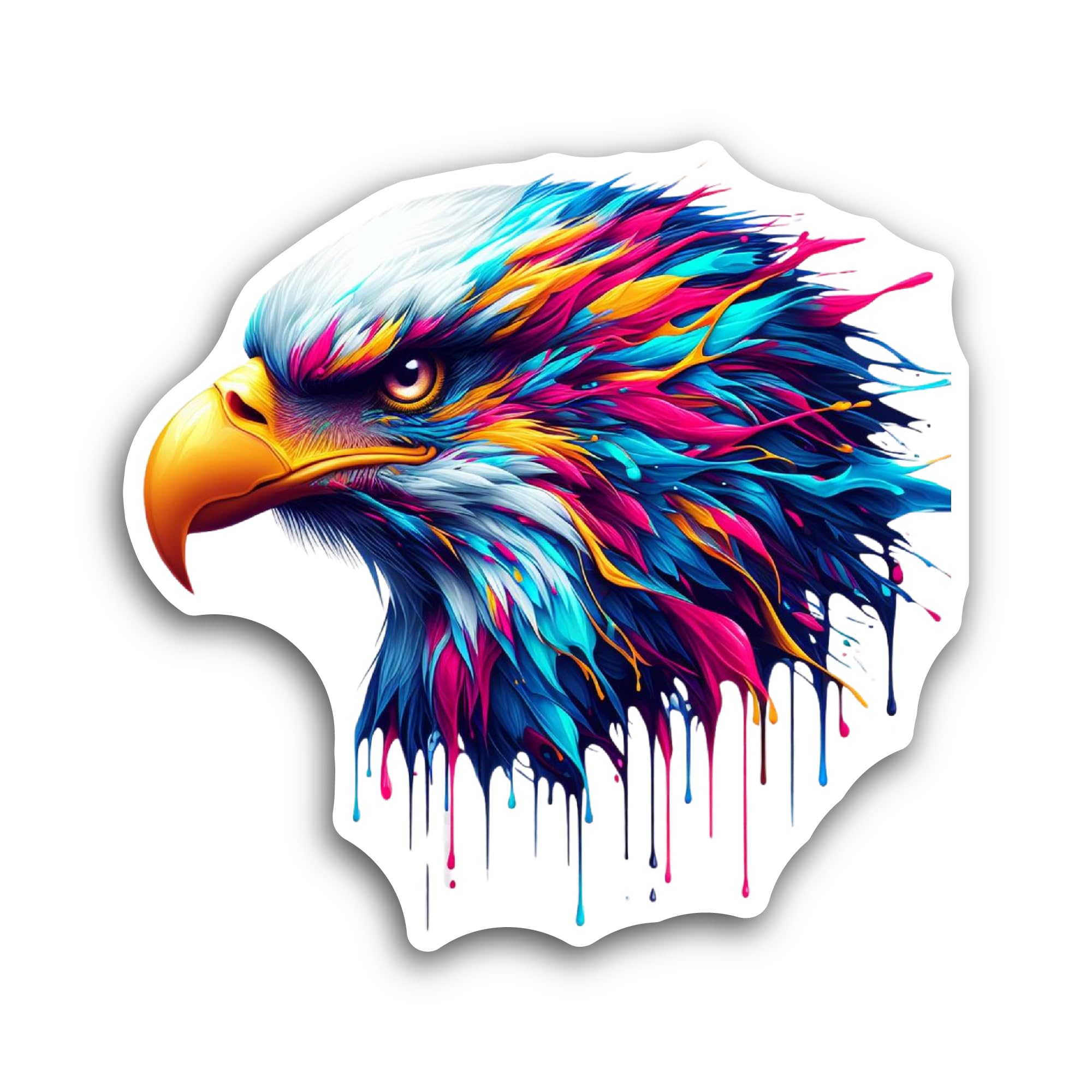 2 (Pieces) 3" and 5" Colorful Eagle Head Sticker, Waterproof Vinyl Decals for Many Purpose Like Cars