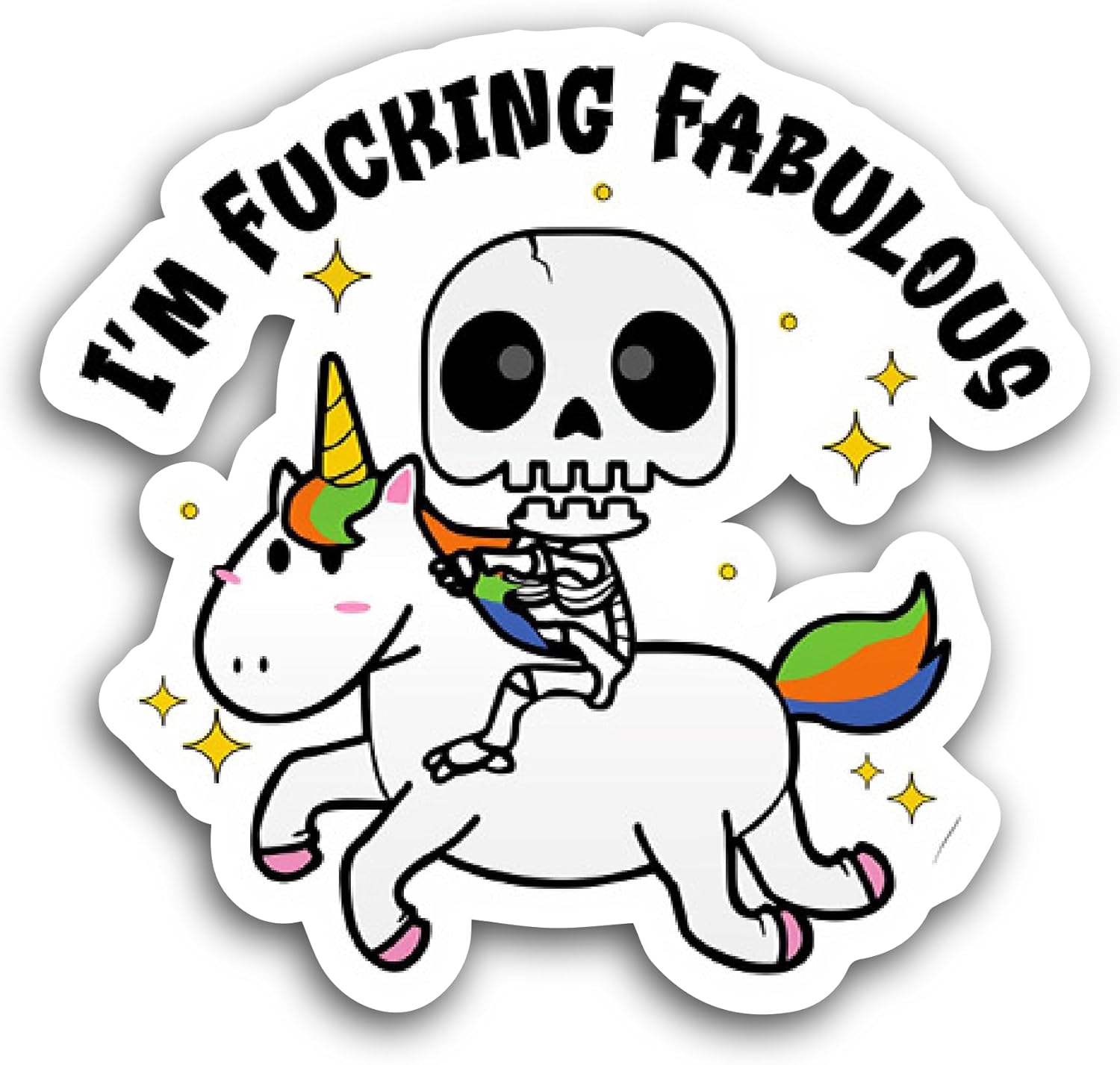 2 (Pieces) 3" and 5" Cartoon Unicorn Sticker, Waterproof Vinyl Decals for Many Purpose Like Cars, Trucks, Laptops, Phones, Windows and More