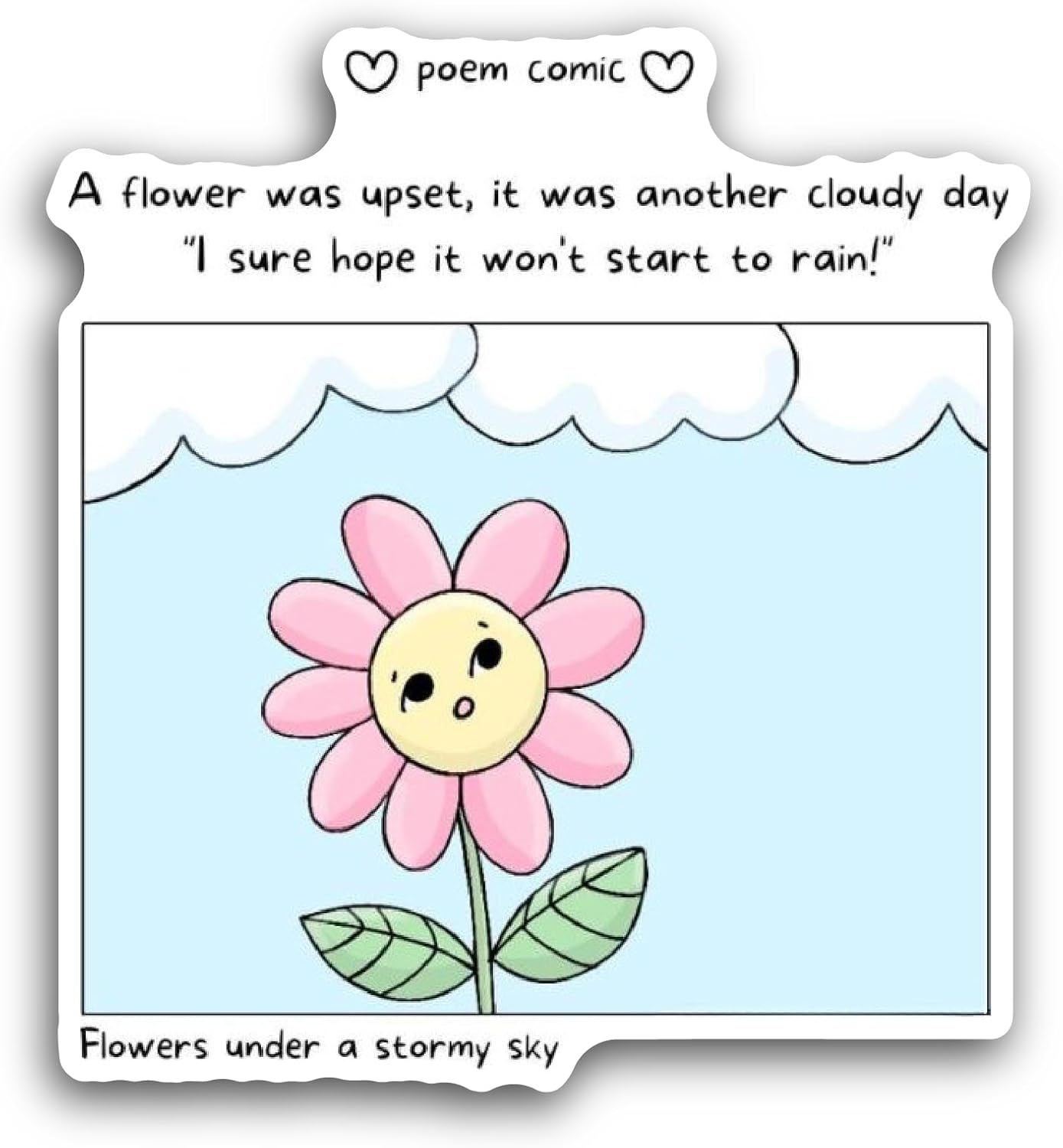 2 (Pieces) 3" and 5" Cartoon Flower with Face Sticker, Waterproof Vinyl Decals for Many Purpose Like Cars, Trucks, Laptops, Phones, Windows and More