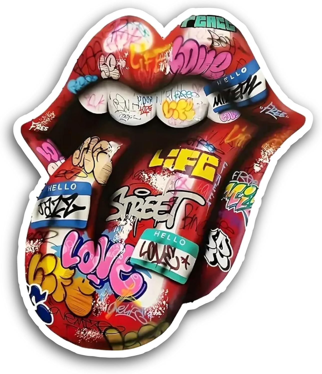 2 (Pieces) 3" and 5" Graffiti Tongue Sticker, Waterproof Vinyl Decals for Many Purpose Like Cars, Trucks, Laptops, Phones, Windows and More