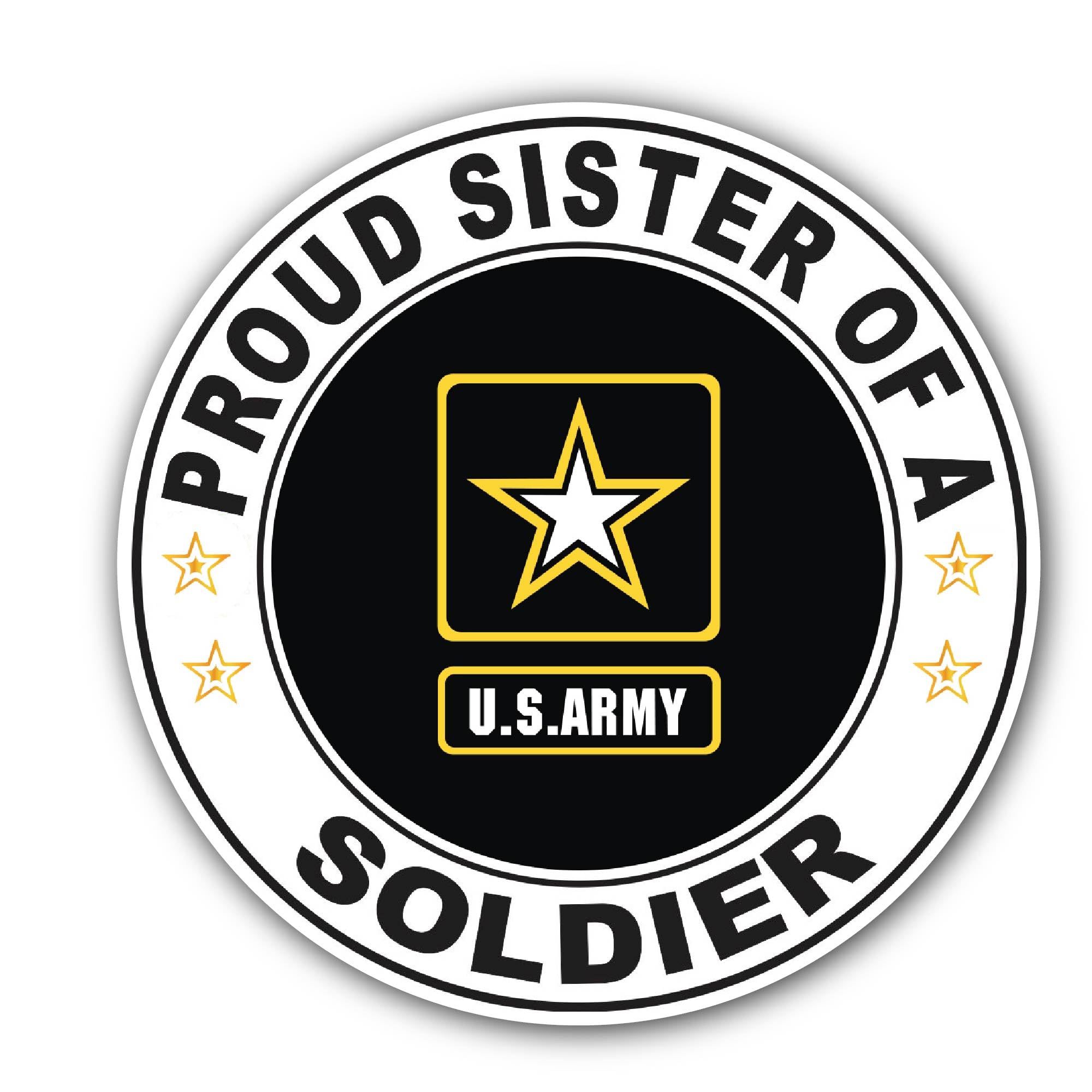 2 (Pieces) 3" and 5" Proud Sister of a Soldier U.S. Army Sticker, Waterproof Vinyl Decals for Many P