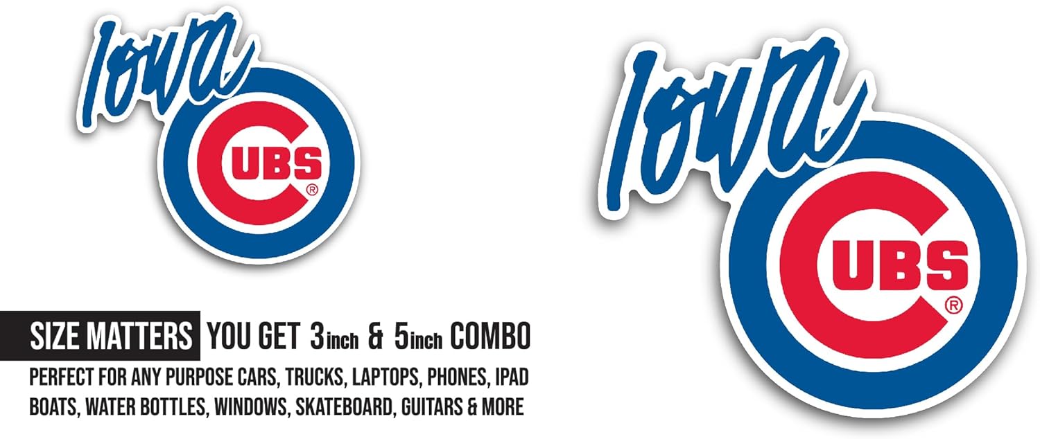 2 (Pieces) 3" and 5" L0wa Cubs Sticker, Waterproof Vinyl Decals for Many Purpose Like Cars, Trucks, Laptops, Phones, Windows and More