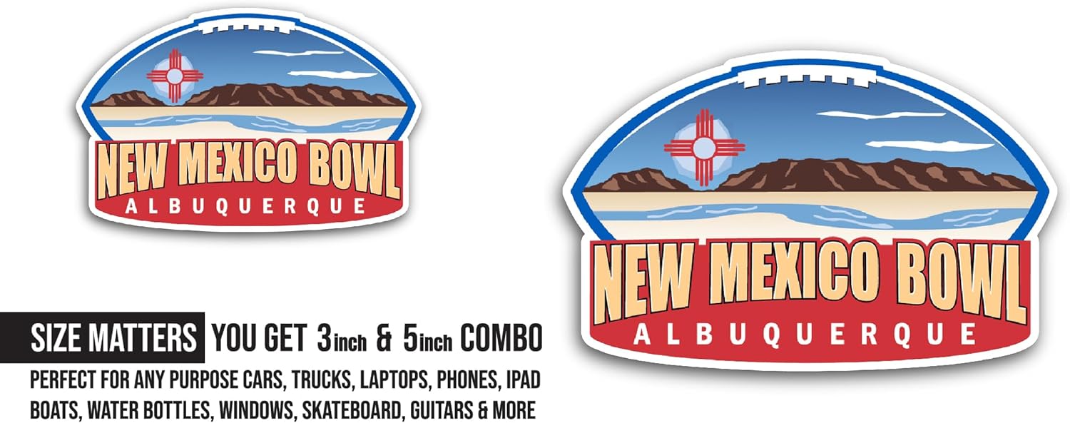 2 (Pieces) 3" and 5" New Mexico B0wl Sticker, Waterproof Vinyl Decals for Many Purpose Like Cars, Trucks, Laptops, Phones, Windows and More