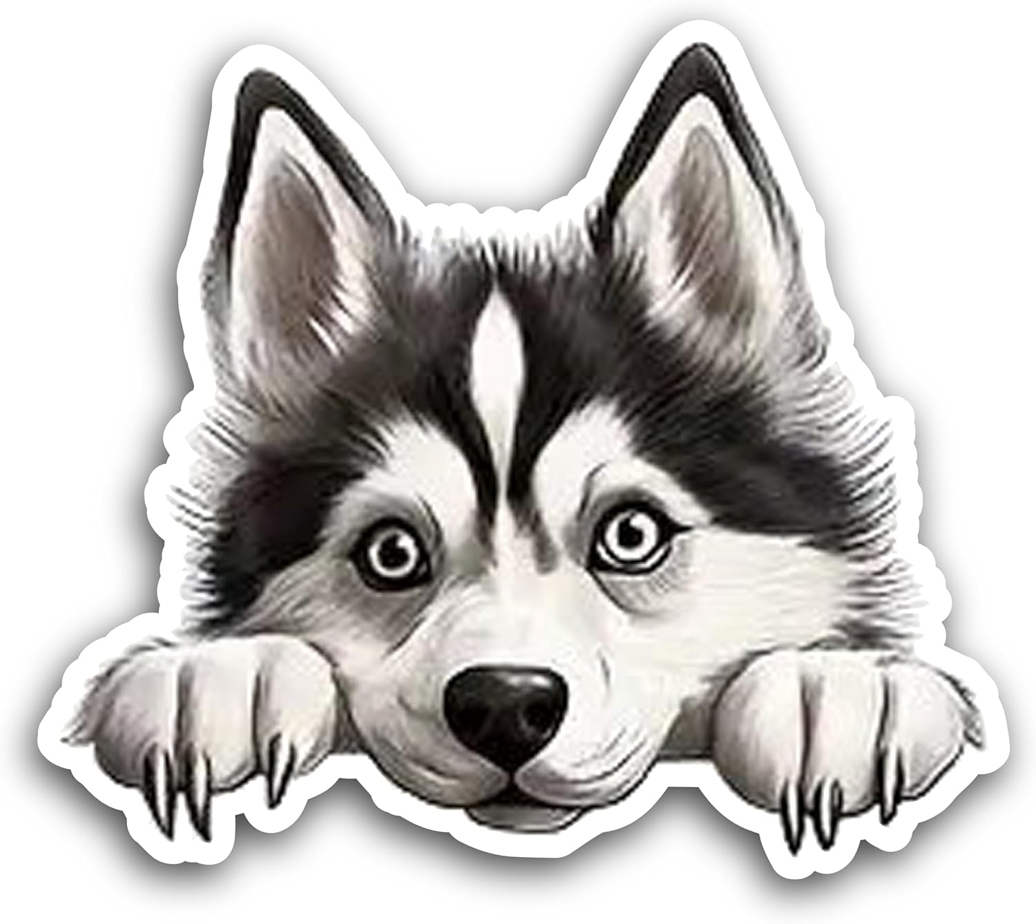 2 (Pieces) 3" and 5" Husky Dog Staring at me Decal Sticker, Waterproof Vinyl Decals for Many Purpose Like Cars, Trucks, Laptops, Phones, Windows and More