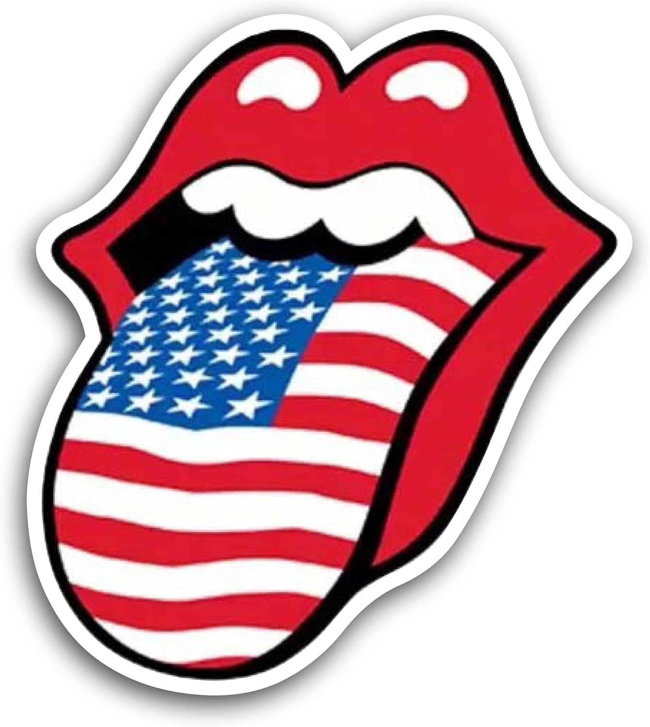 2 (Pieces) 3" and 5" Tongue in American Flag Color Decal Sticker, Waterproof Vinyl Decals for Many Purpose Like Cars, Trucks, Laptops, Phones, Windows and More