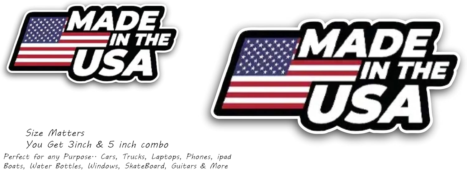 2 (Pieces) 3" and 5" Made in The USA Decal Sticker, Waterproof Vinyl Decals for Many Purpose Like Cars, Trucks, Laptops, Phones, Windows and More
