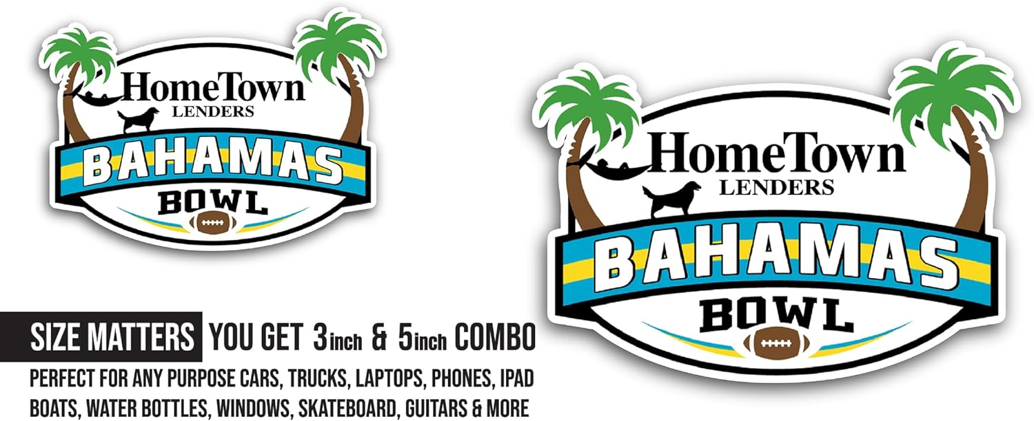 2 (Pieces) 3" and 5" Bahamas B0wl Sticker, Waterproof Vinyl Decals for Many Purpose Like Cars, Trucks, Laptops, Phones, Windows and More