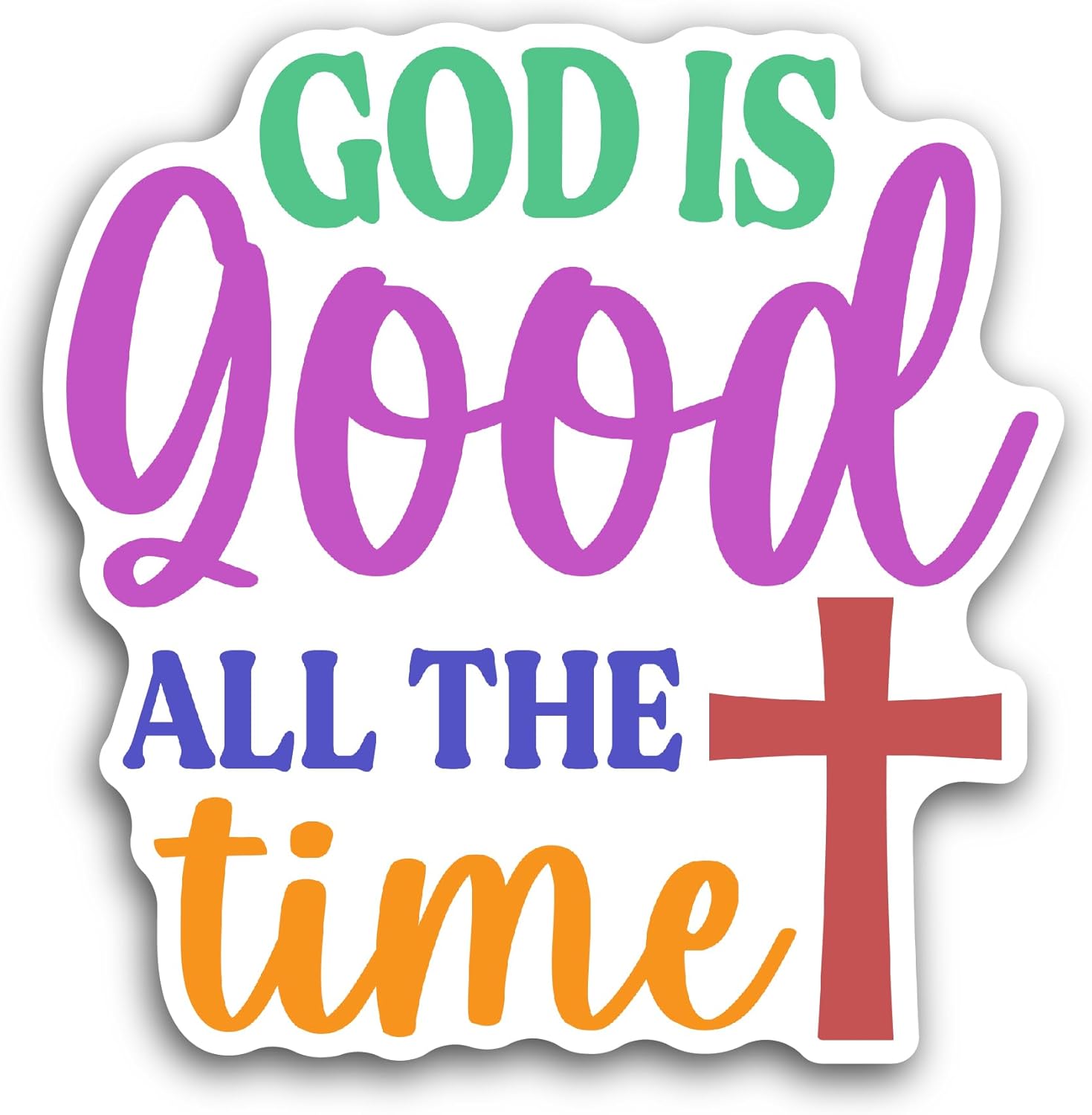 2 (Pieces) 3" and 5" God is Good Text Sticker, Waterproof Vinyl Decals for Many Purpose Like Cars, Trucks, Laptops, Phones, Windows and More