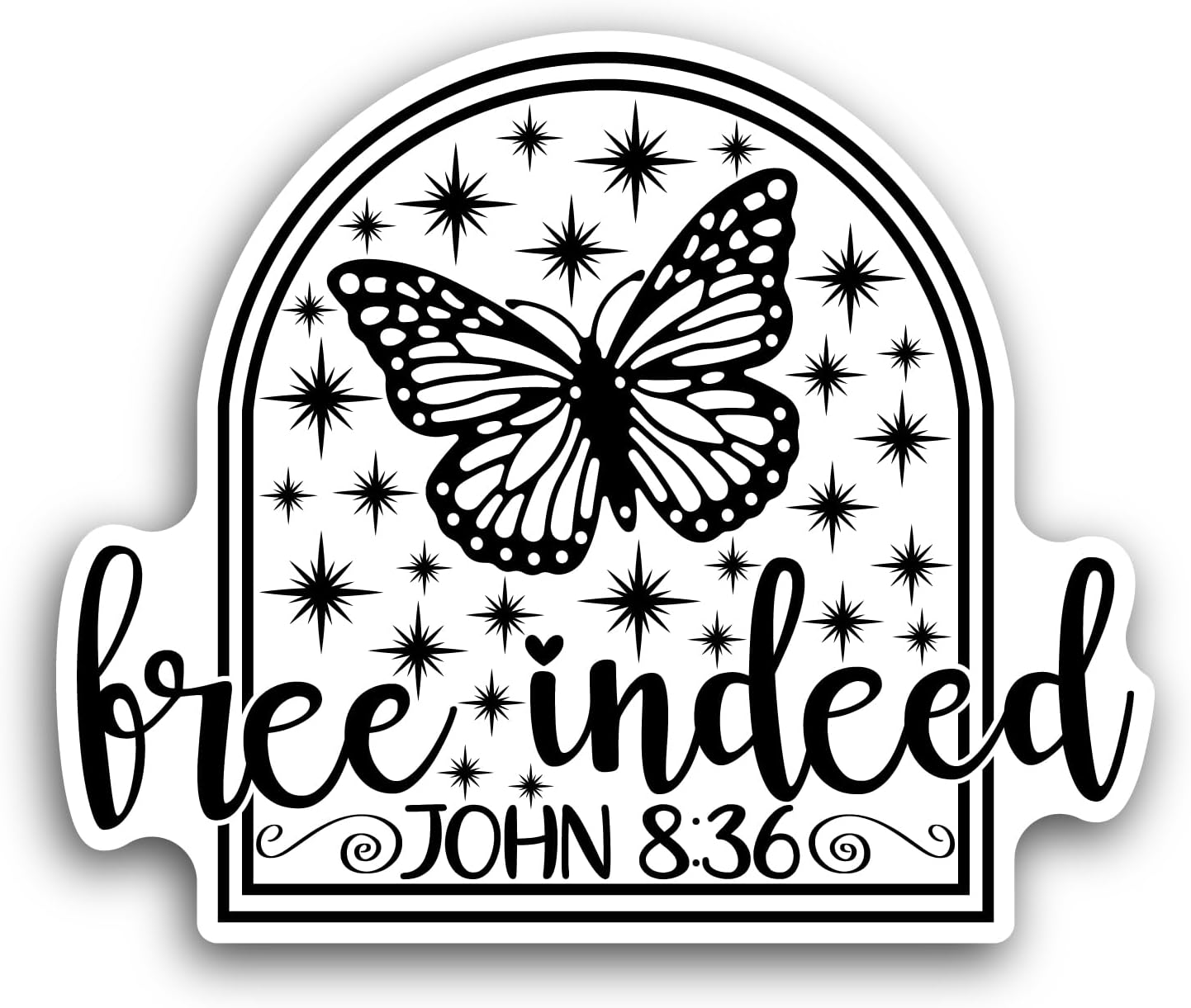 2 (Pieces) 3" and 5" Indeed Text with Butterfly Sticker, Waterproof Vinyl Decals for Many Purpose Like Cars, Trucks, Laptops, Phones, Windows and More