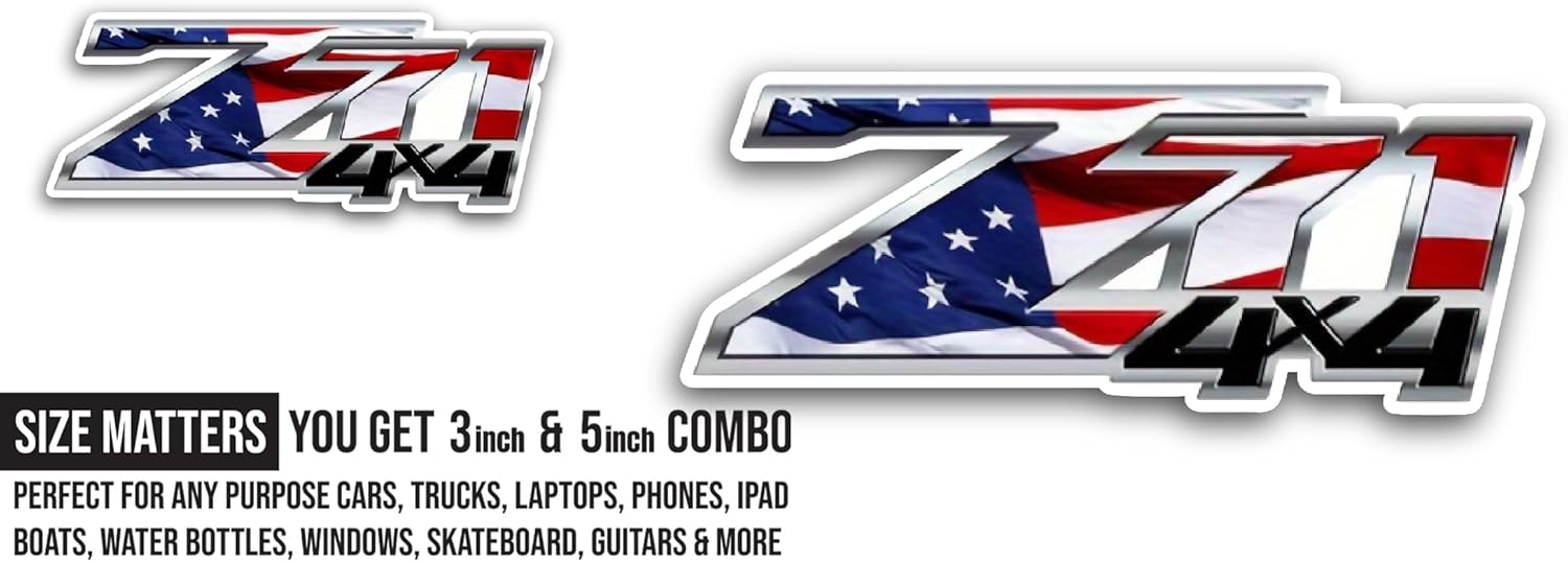2 (Pieces) 3" and 5" Z71 Sticker, Waterproof Vinyl Decals for Many Purpose Like Cars, Trucks, Laptops, Phones, Windows and More