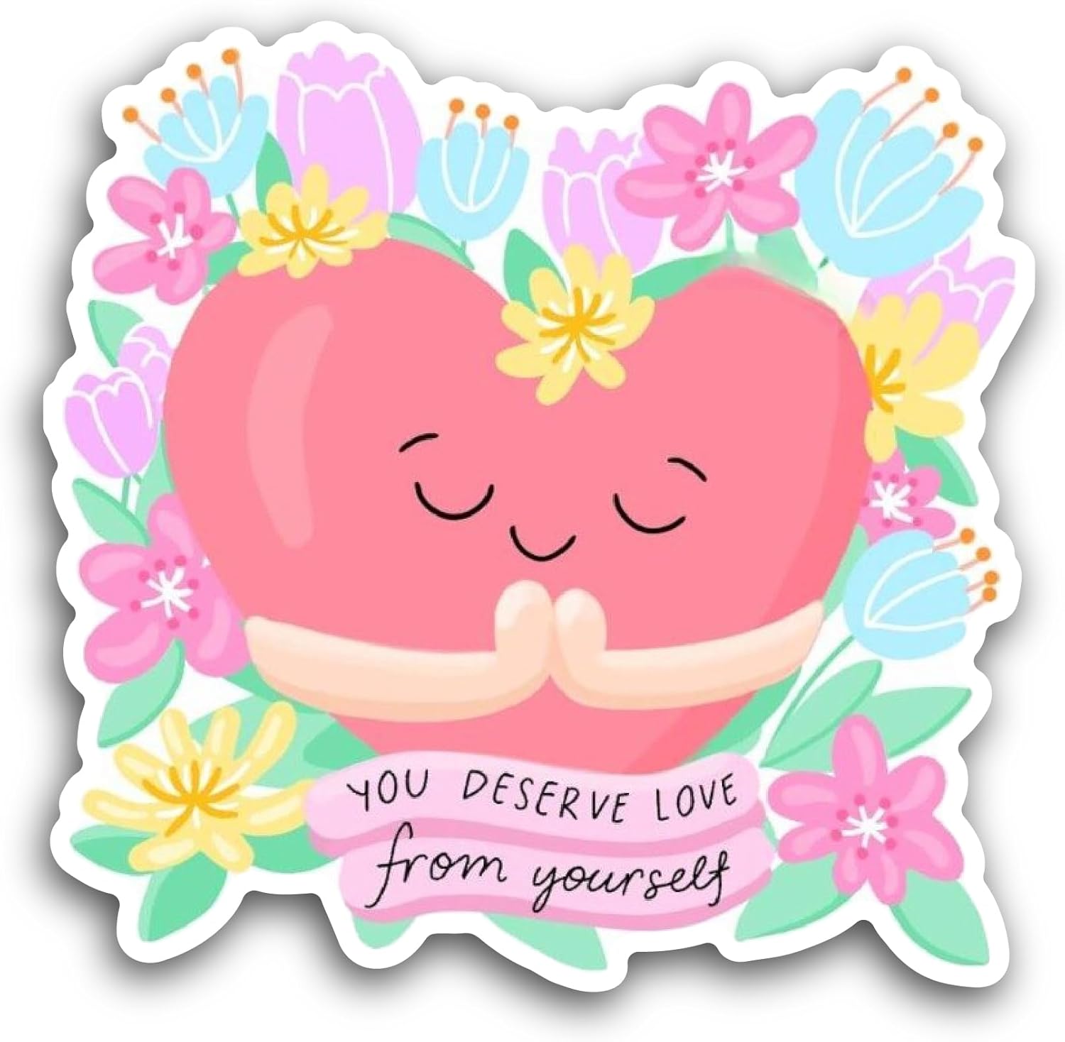 2 (Pieces) 3" and 5" Selfcare Heart Sticker, Waterproof Vinyl Decals for Many Purpose Like Cars, Trucks, Laptops, Phones, Windows and More