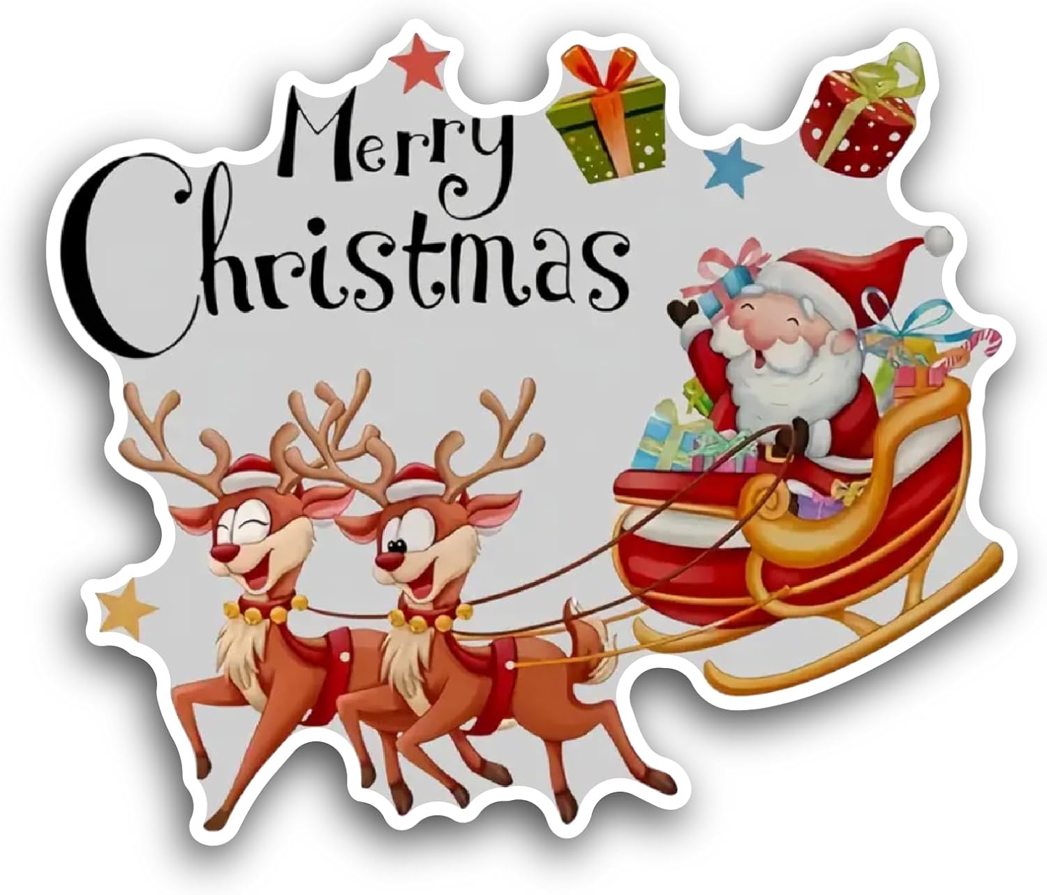 2 (Pieces) 3" and 5" Merry Christmas Message Sticker, Waterproof Vinyl Decals for Many Purpose Like Cars, Trucks, Laptops, Phones, Windows and More