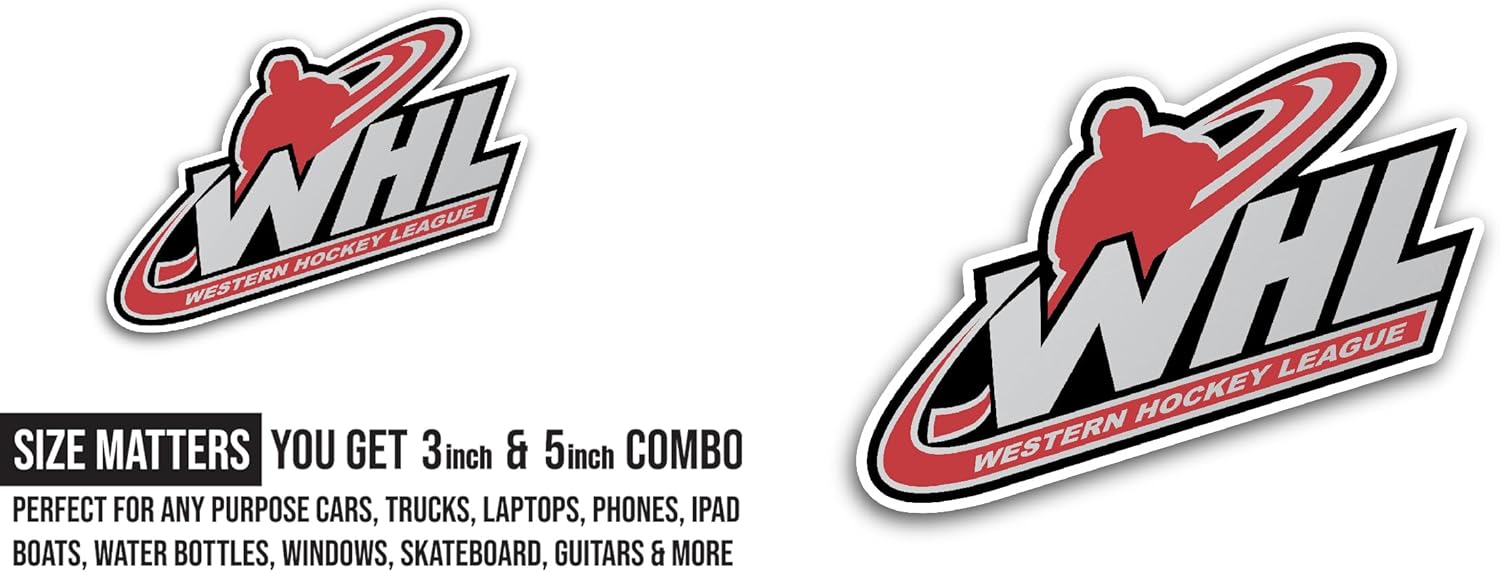 2 (Pieces) 3" and 5" Western H0ckey League Sticker, Waterproof Vinyl Decals for Many Purpose Like Cars, Trucks, Laptops, Phones, Windows and More