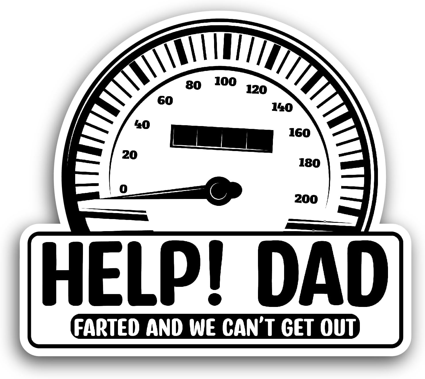 2 (Pieces) 3" and 5" Help Dad Sticker, Waterproof Vinyl Decals for Many Purpose Like Cars, Trucks, Laptops, Phones, Windows and More
