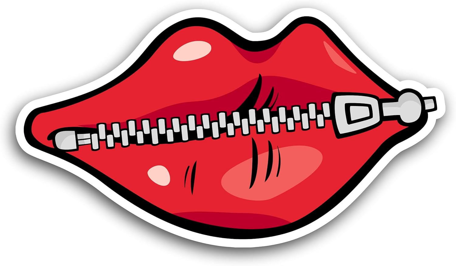 2 (Pieces) 3" and 5" Lips with Zip Decal Sticker, Waterproof Vinyl Decals for Many Purpose Like Cars, Trucks, Laptops, Phones, Windows and More