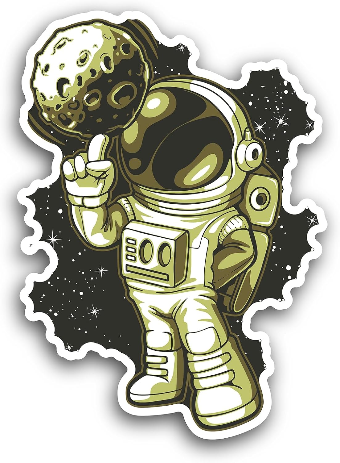 2 (Pieces) 3" and 5" Astronaut Spinning The Planet Sticker, Waterproof Vinyl Decals for Many Purpose Like Cars, Trucks, Laptops, Phones, Windows and More