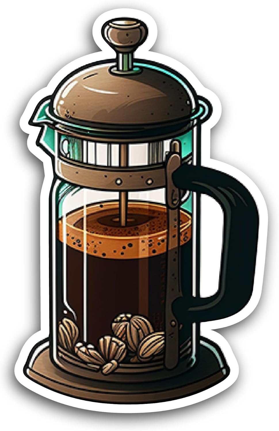 2 (Pieces) 3" and 5" Coffeemaker Sticker, Waterproof Vinyl Decals for Many Purpose Like Cars, Trucks, Laptops, Phones, Windows and More