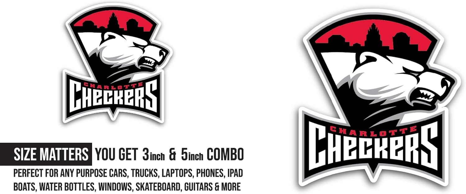2 (Pieces) 3" and 5" Charl0tte Checkers Sticker, Waterproof Vinyl Decals for Many Purpose Like Cars, Trucks, Laptops, Phones, Windows and More