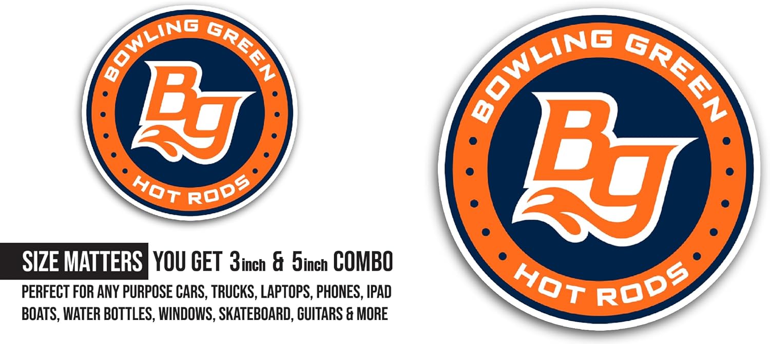 2 (Pieces) 3" and 5" Bowling Green H0t Rods Sticker, Waterproof Vinyl Decals for Many Purpose Like Cars, Trucks, Laptops, Phones, Windows and More
