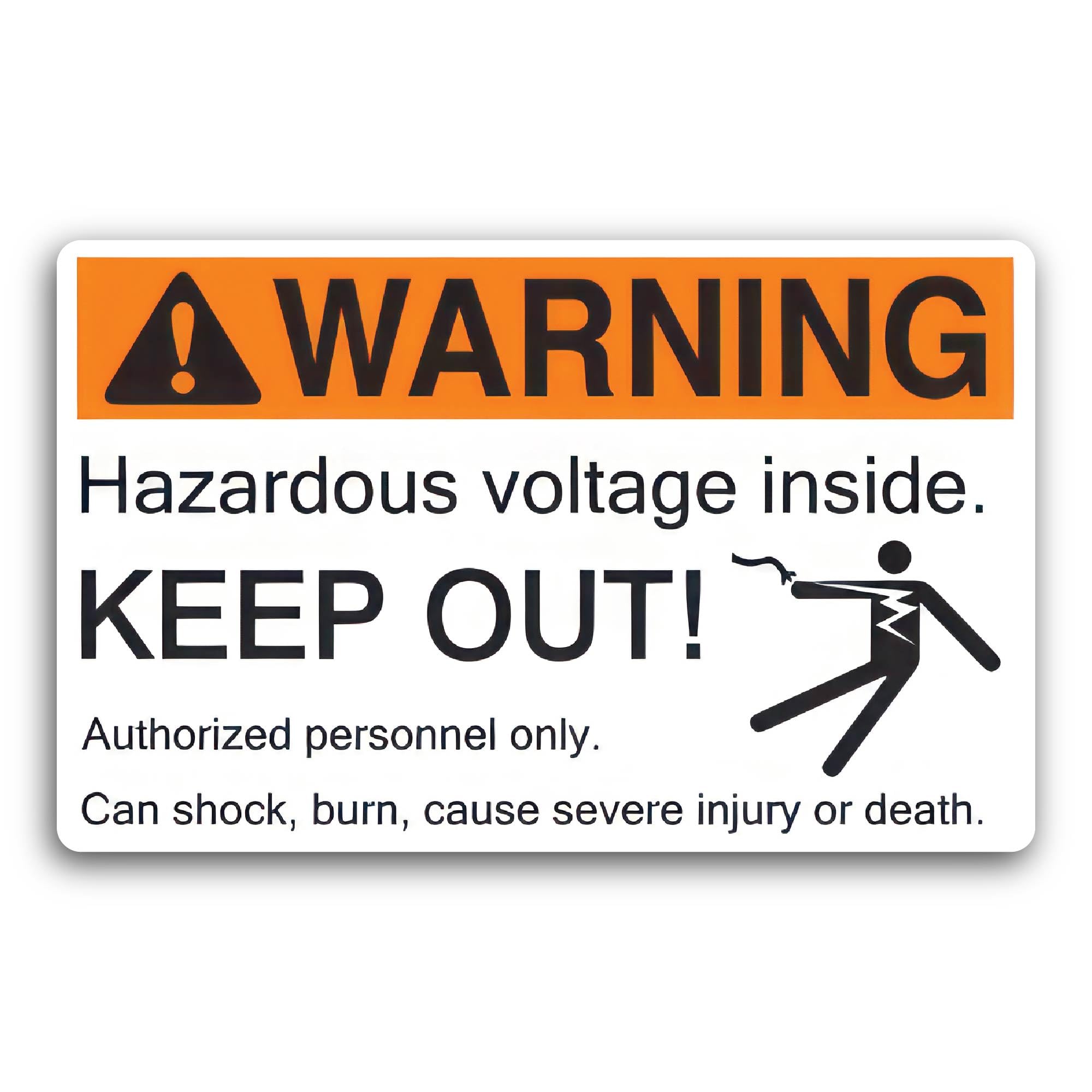 2 (Pieces) 3" and 5" Warning Hazardous Voltage Inside Keep Out Sticker, Waterproof Vinyl Decals for 