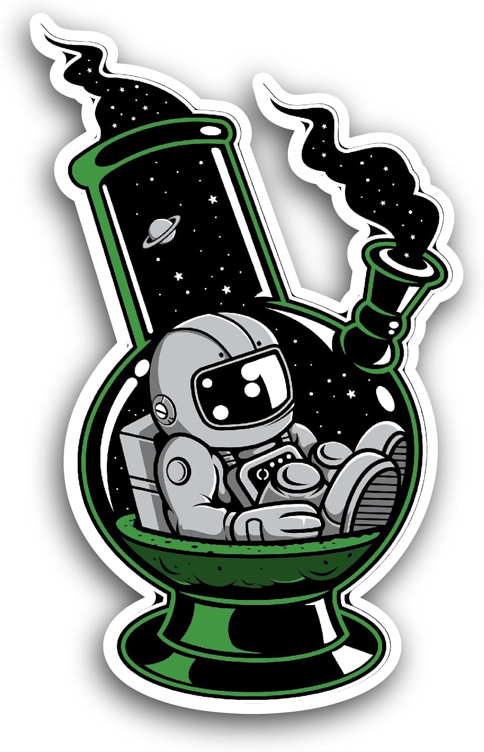 2 (Pieces) 3" and 5" Astronaut Sitting On A Space Ship Sticker, Waterproof Vinyl Decals for Many Purpose Like Cars, Trucks, Laptops, Phones, Windows and More