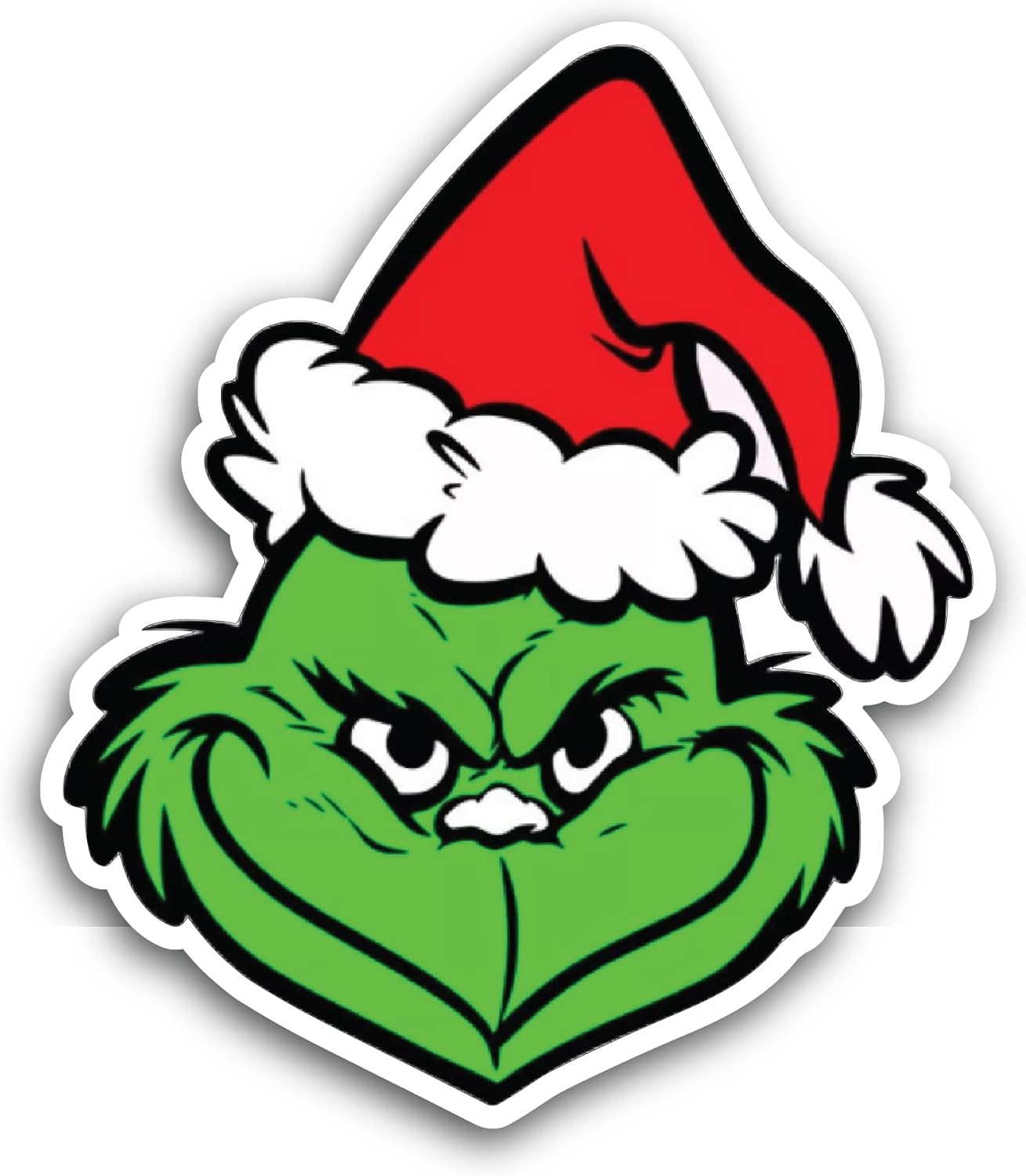 2 (Pieces) 3" and 5" Green Face with Christmas Hat Sticker, Waterproof Vinyl Decals for Many Purpose Like Cars, Trucks, Laptops, Phones, Windows and More