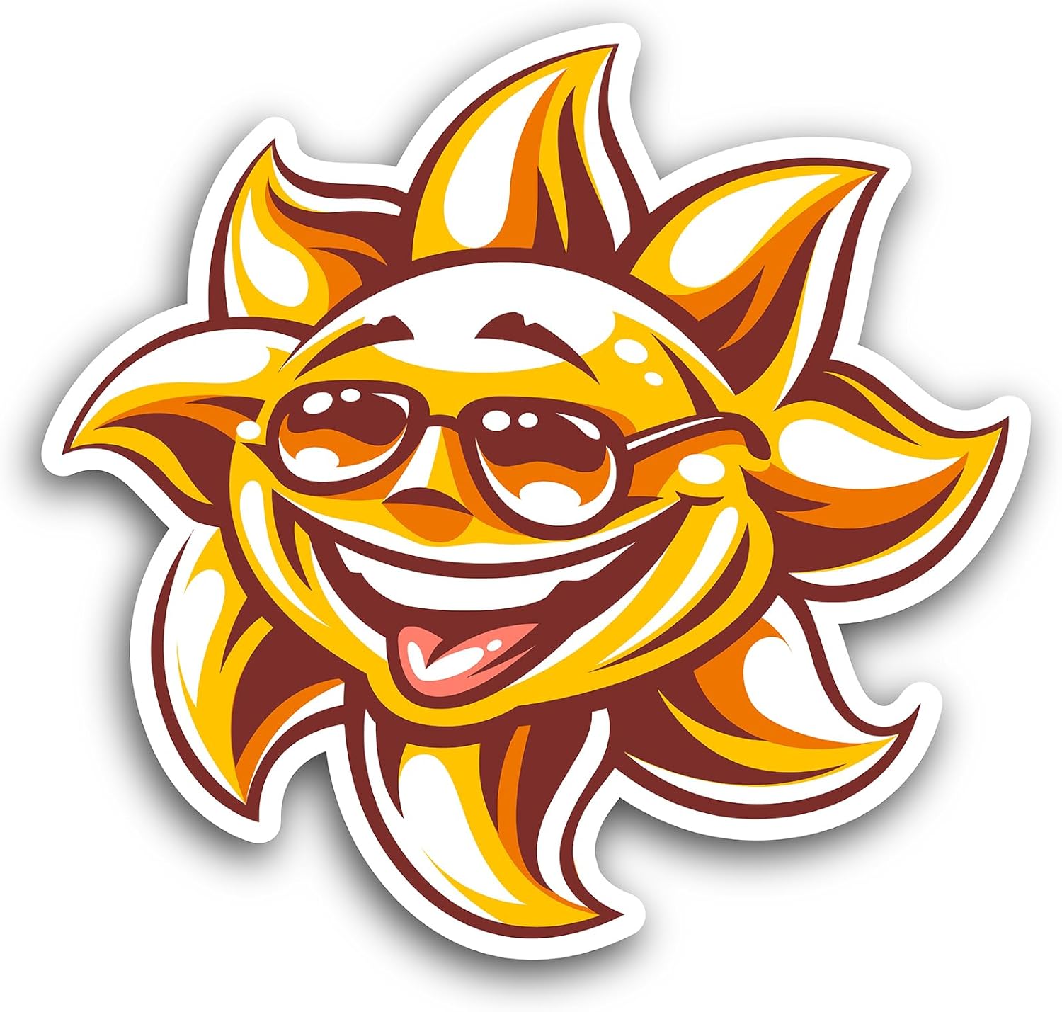 2 (Pieces) 3" and 5" Happy Sun Sticker, Waterproof Vinyl Decals for Many Purpose Like Cars, Trucks, Laptops, Phones, Windows and More
