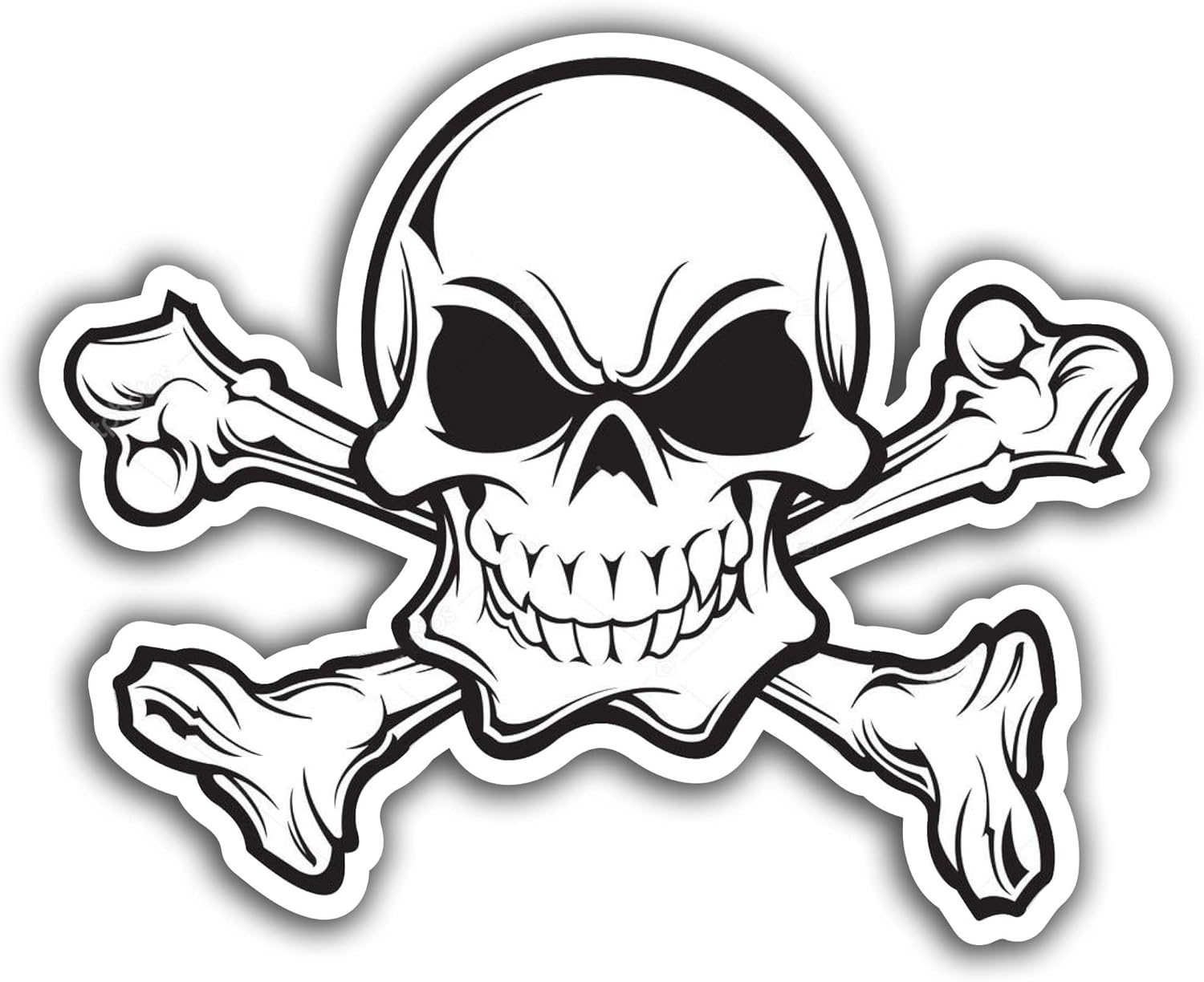 2 (Pieces) 3" and 5" Skull and Crossbones Sticker, Waterproof Vinyl Decals for Many Purpose Like Cars, Trucks, Laptops, Phones, Windows and More