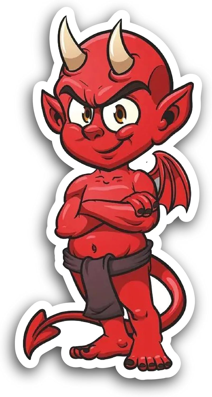 2 (Pieces) 3" and 5" Little Devil Sticker, Waterproof Vinyl Decals for Many Purpose Like Cars, Trucks, Laptops, Phones, Windows and More