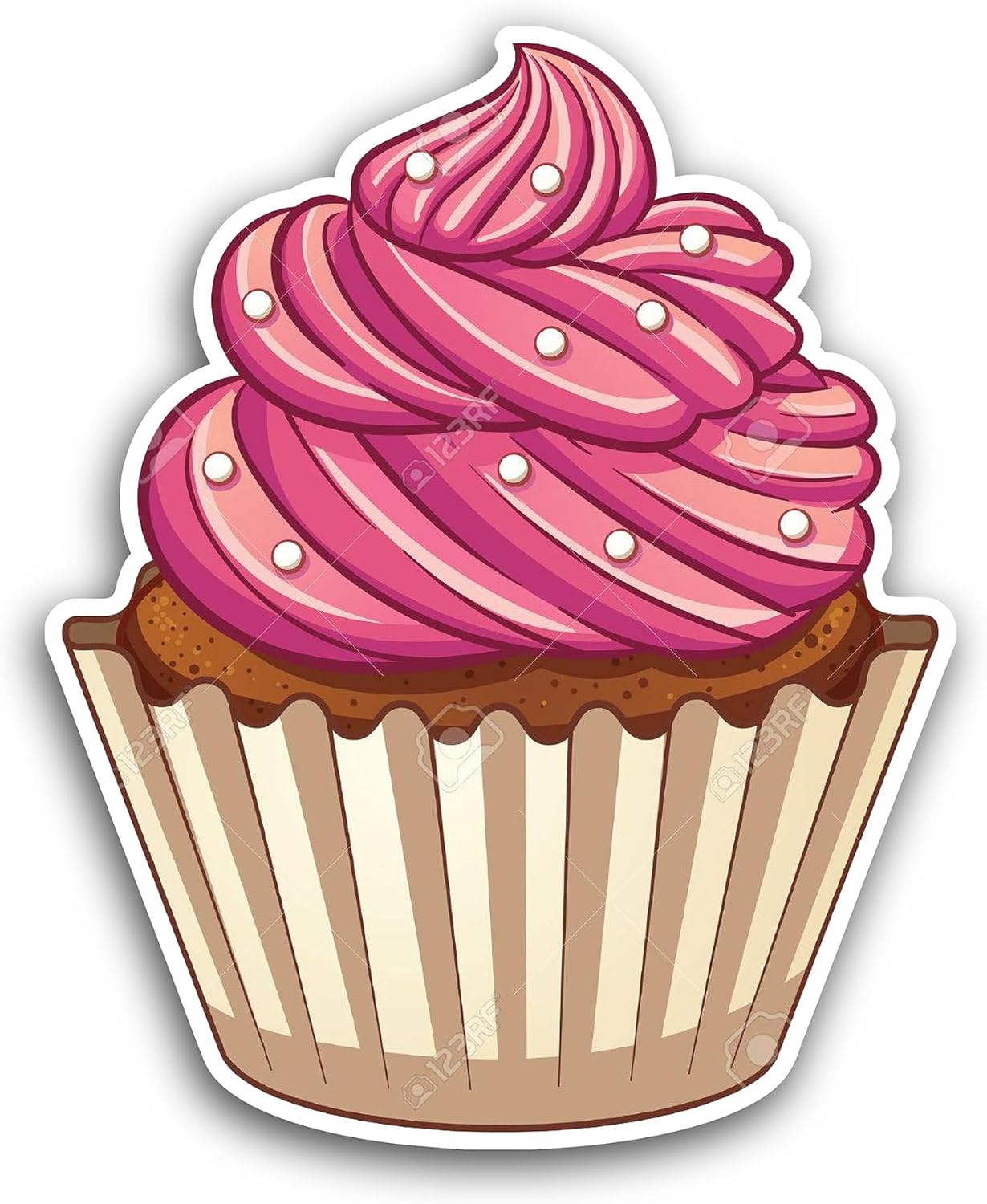 2 (Pieces) 3" and 5" Cute Cartoon Cupcake Sticker, Waterproof Vinyl Decals for Many Purpose Like Cars, Trucks, Laptops, Phones, Windows and More