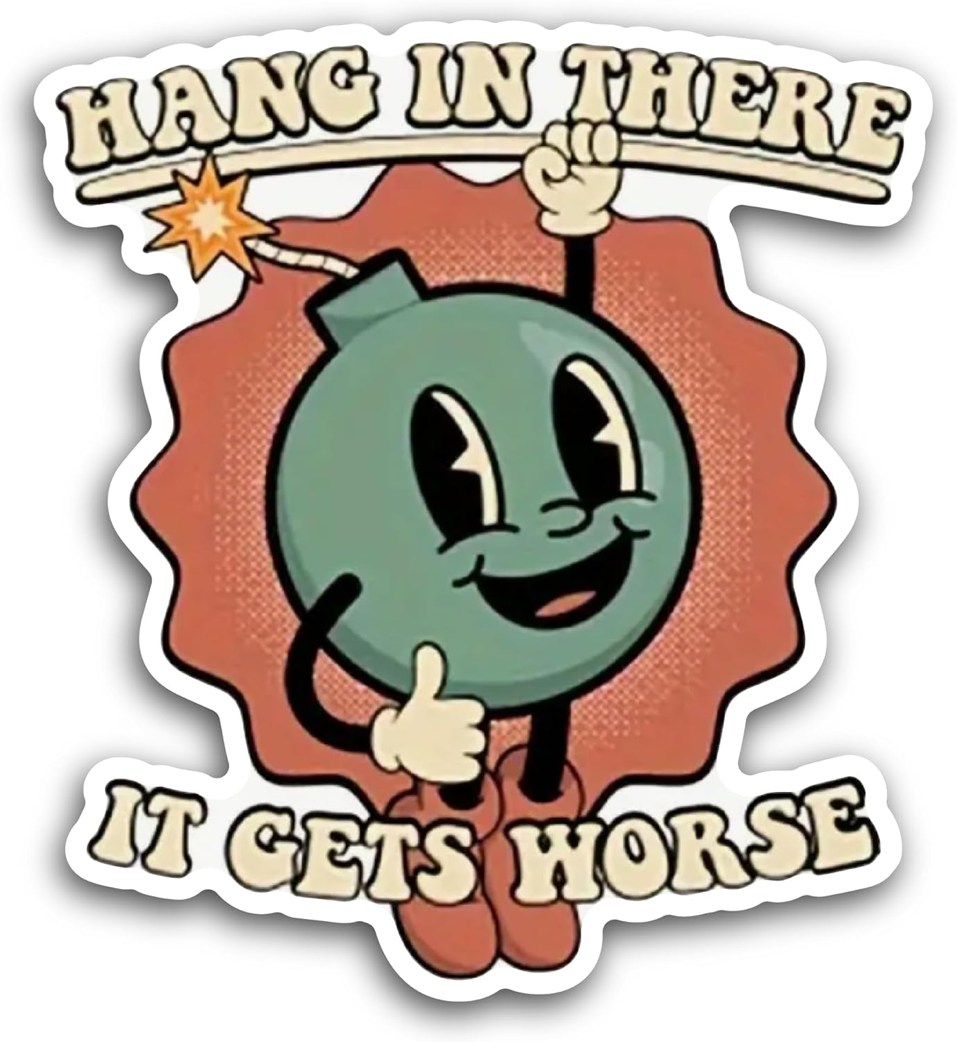 2 (Pieces) 3" and 5" Hang in There Sticker, Waterproof Vinyl Decals for Many Purpose Like Cars, Trucks, Laptops, Phones, Windows and More