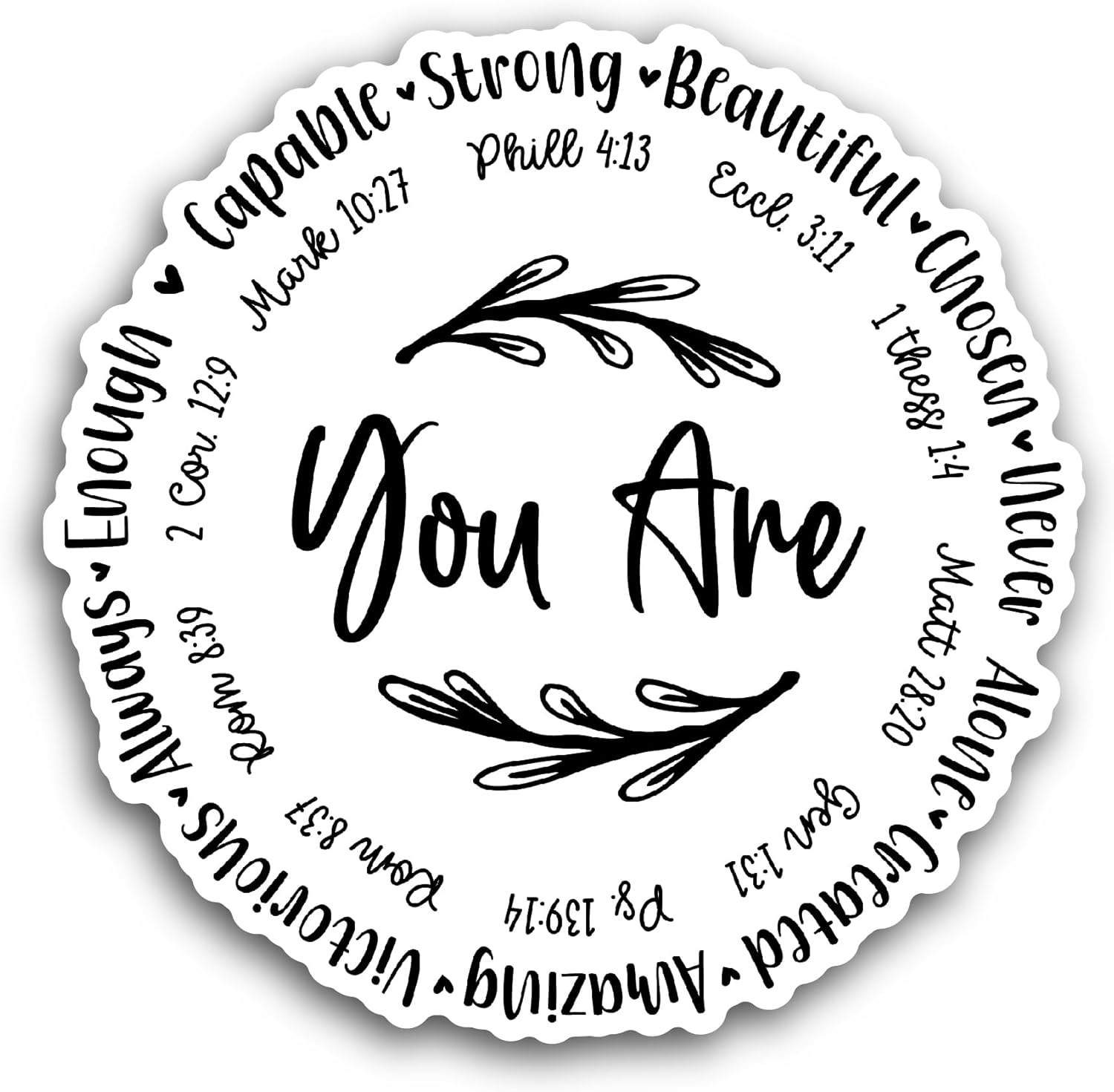 2 (Pieces) 3" and 5" You are Strong Beautiful Sticker, Waterproof Vinyl Decals for Many Purpose Like Cars, Trucks, Laptops, Phones, Windows and More